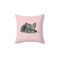 Cute Sleeping French Bulldog Pillow — Pink Decorative Dog Throw Pillow