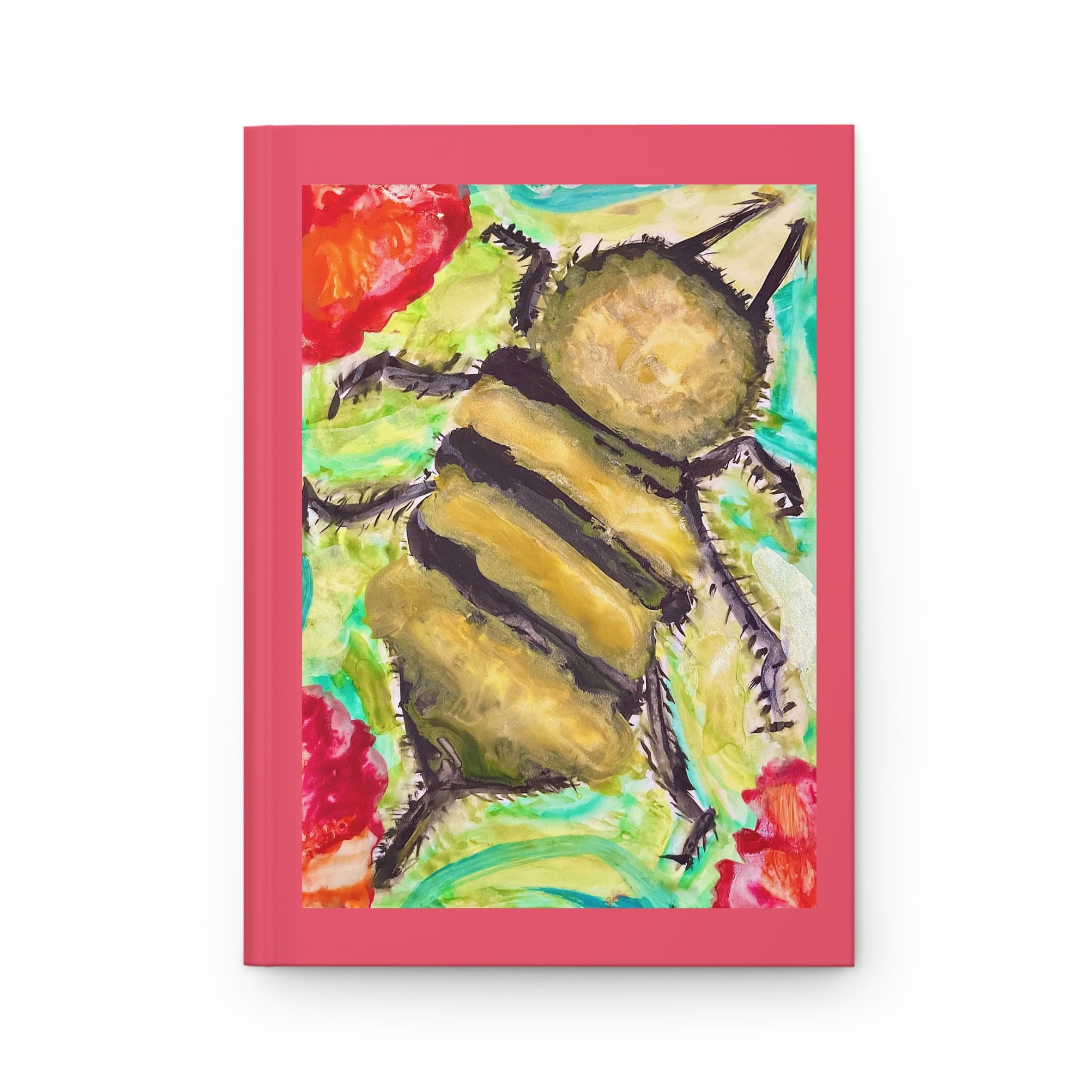 Bee Flower Art Hardcover Matte Journal — "Mind Your Beeswax" Inspirational Flexible Lined Notebook