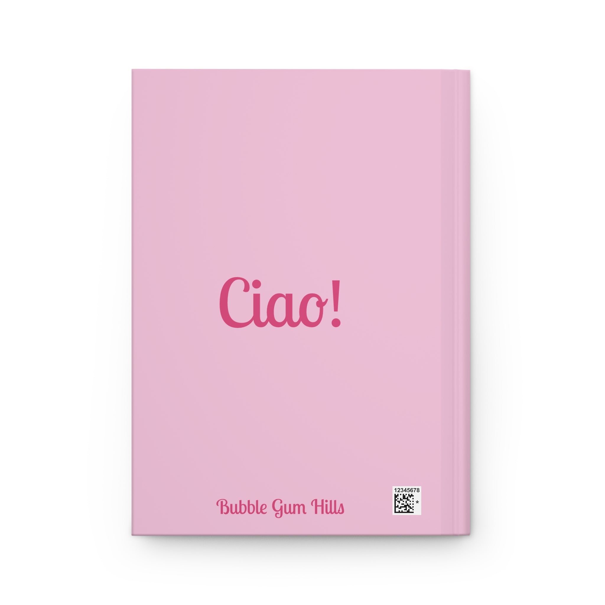 "Ciao!" Pink Retro Rotary Telephone on Light Pink Matte 150 Page Lined Hardcover Flat Journal Diary