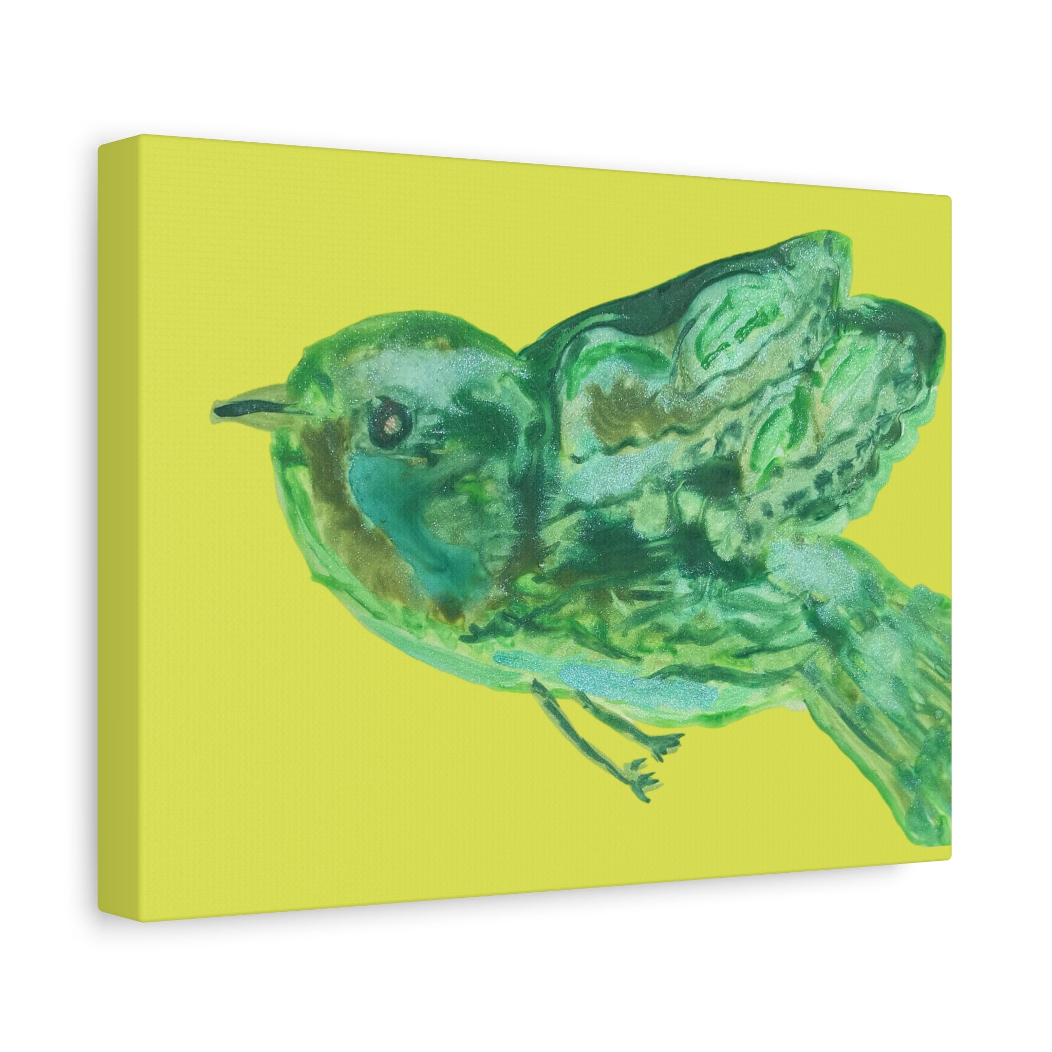 Green Bird Lime Matte Wall Art Canvas