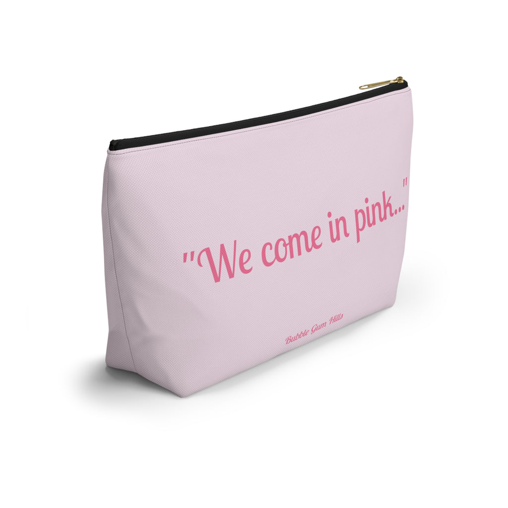 Fun Pink Spaceship UFO Aliens "We Come in Pink" Makeup Pouch Accessories Day or Travel Bag Small & Large