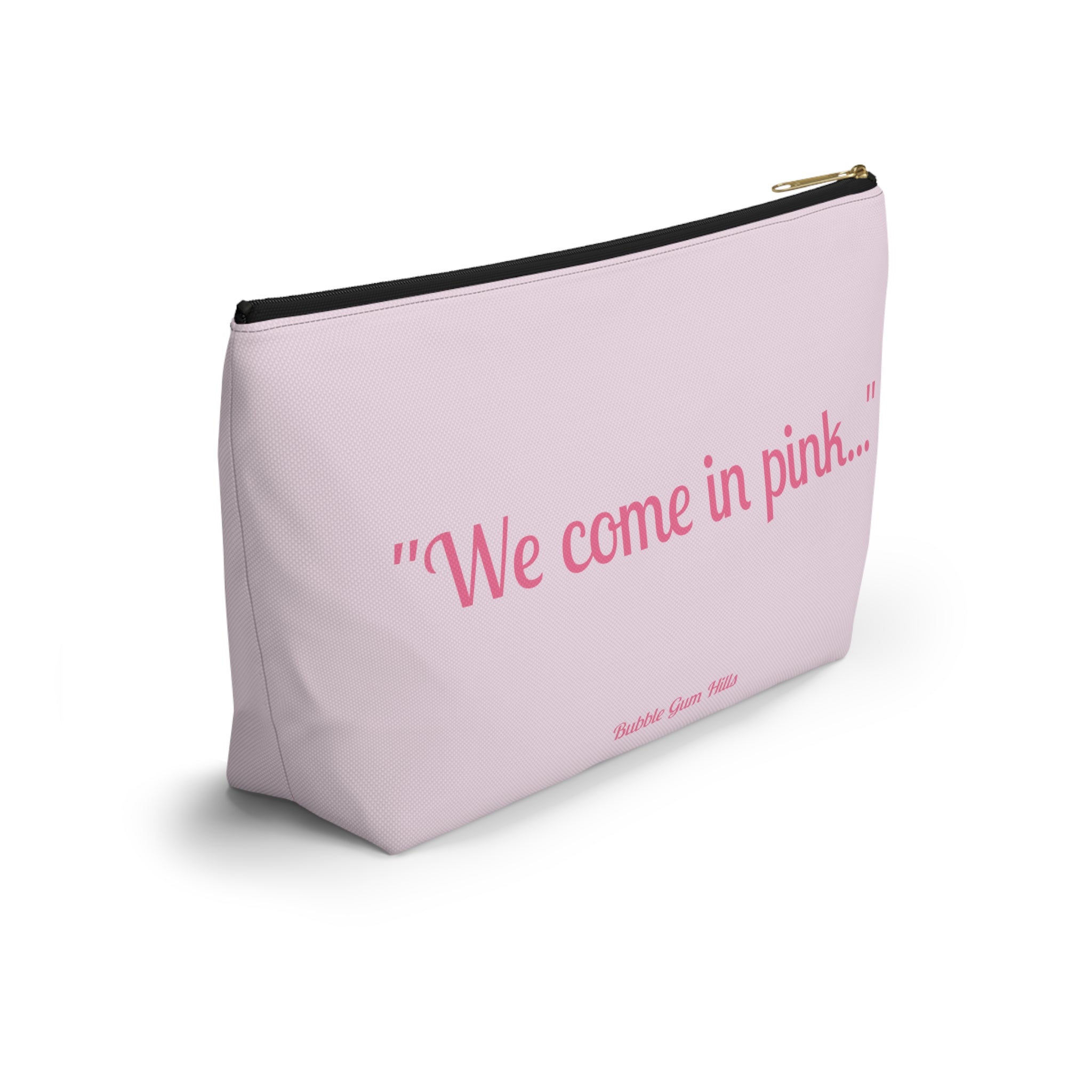 Fun Pink Spaceship UFO Aliens "We Come in Pink" Makeup Pouch Accessories Day or Travel Bag Small & Large
