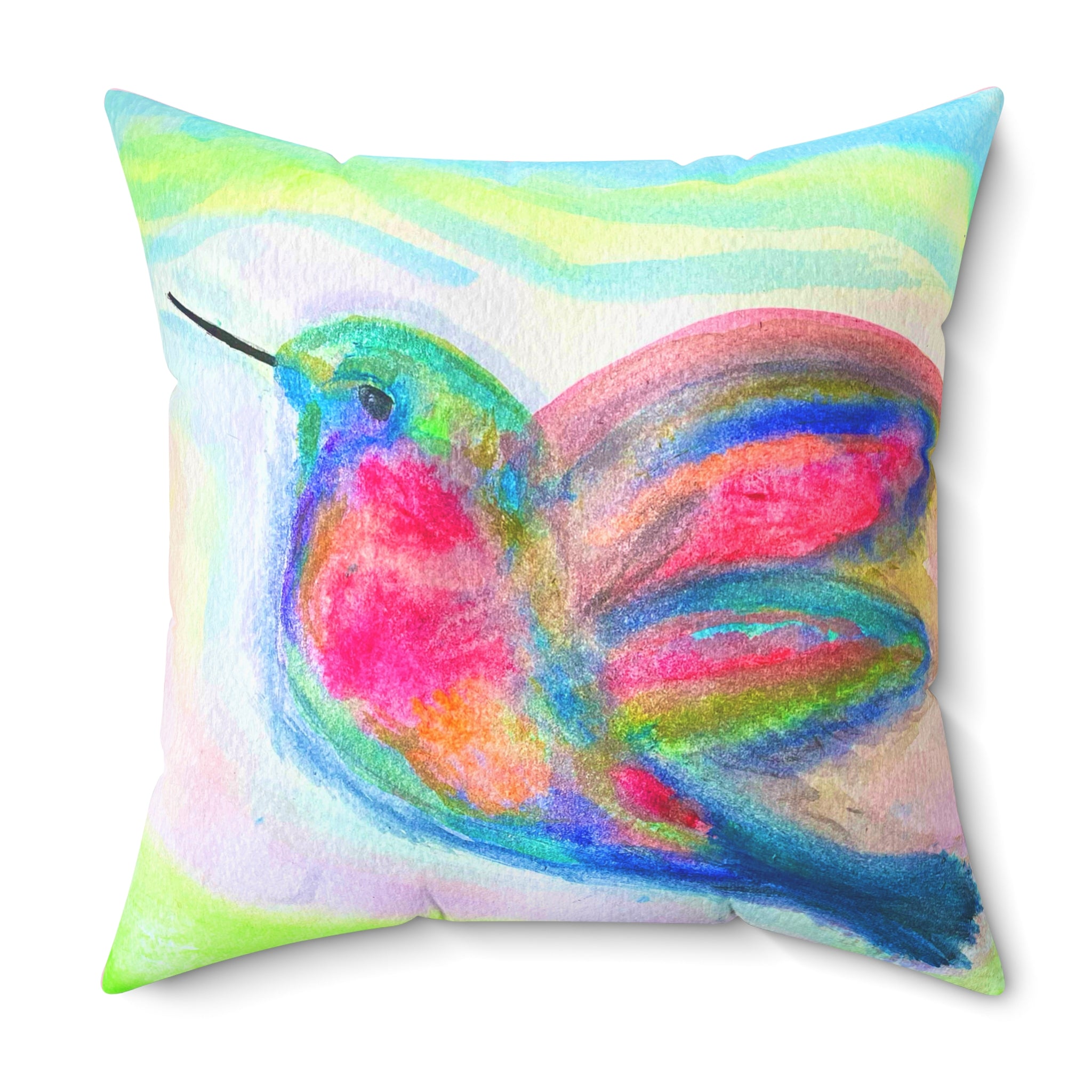 Colorful Hummingbird Throw Pillow — Inspirational Quote Decorative Cushion