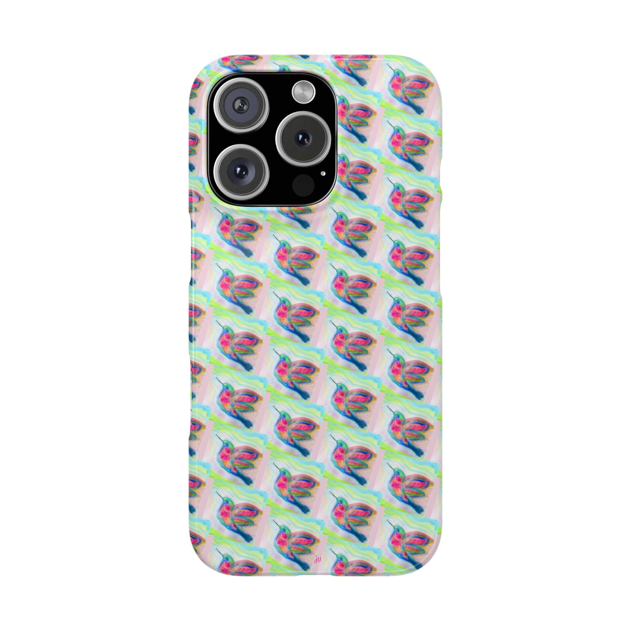Hummingbirds Slim Phone Case — Pastel Watercolor Hummingbird Pattern Cover