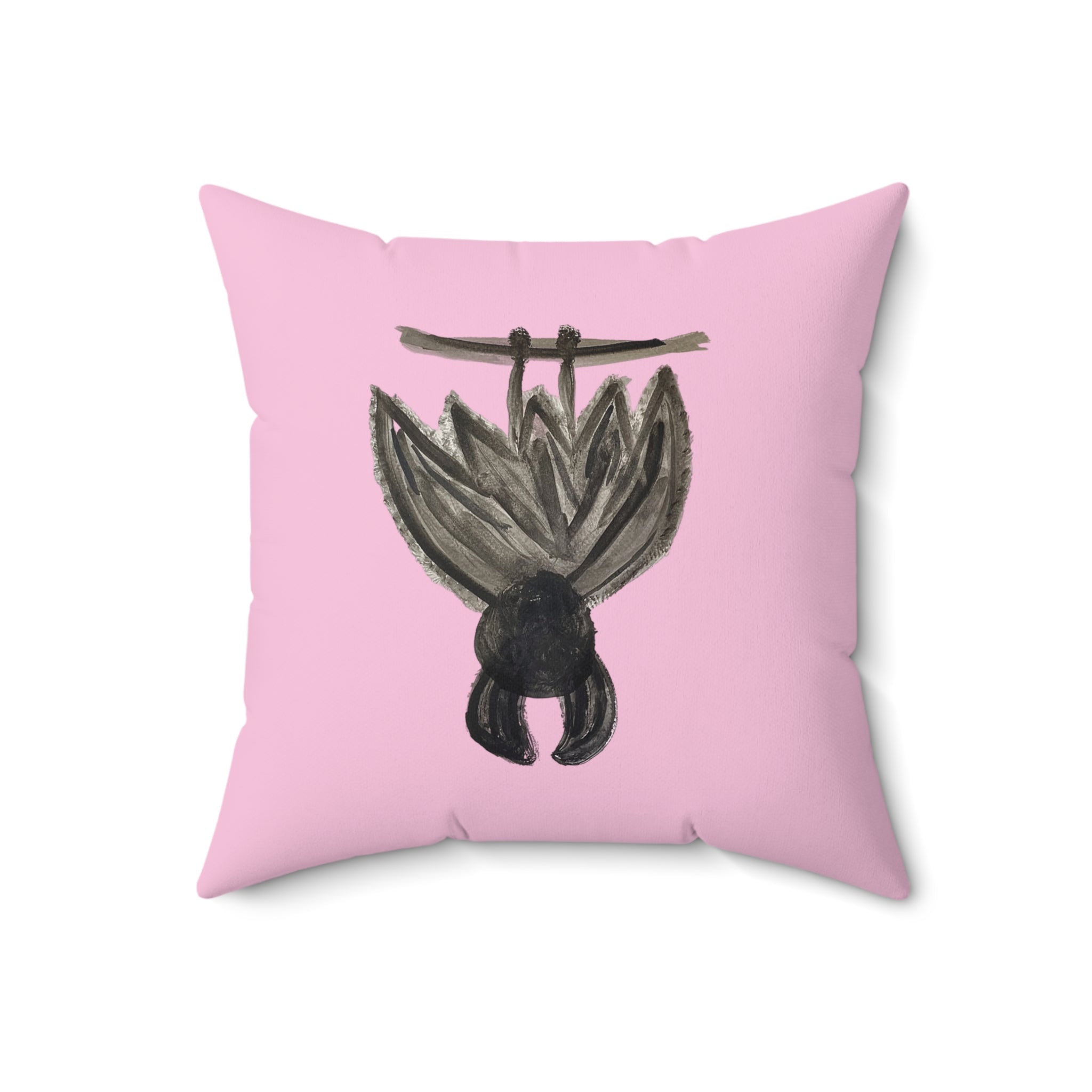 Bats Decorative Pink Halloween Pillow — "Wake Me Up When The Candy Arrives"