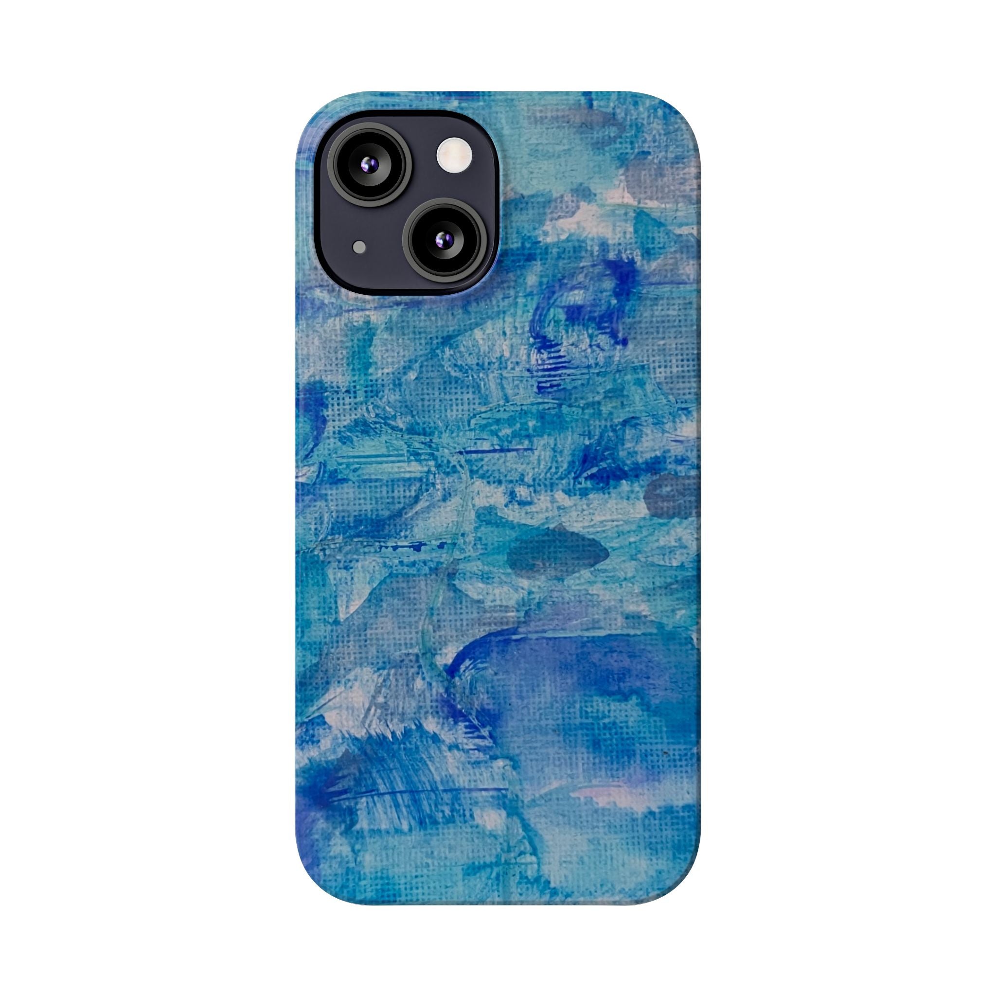 Blue Watercolor Slim Phone Case — Abstract Ocean Art Protective Cover