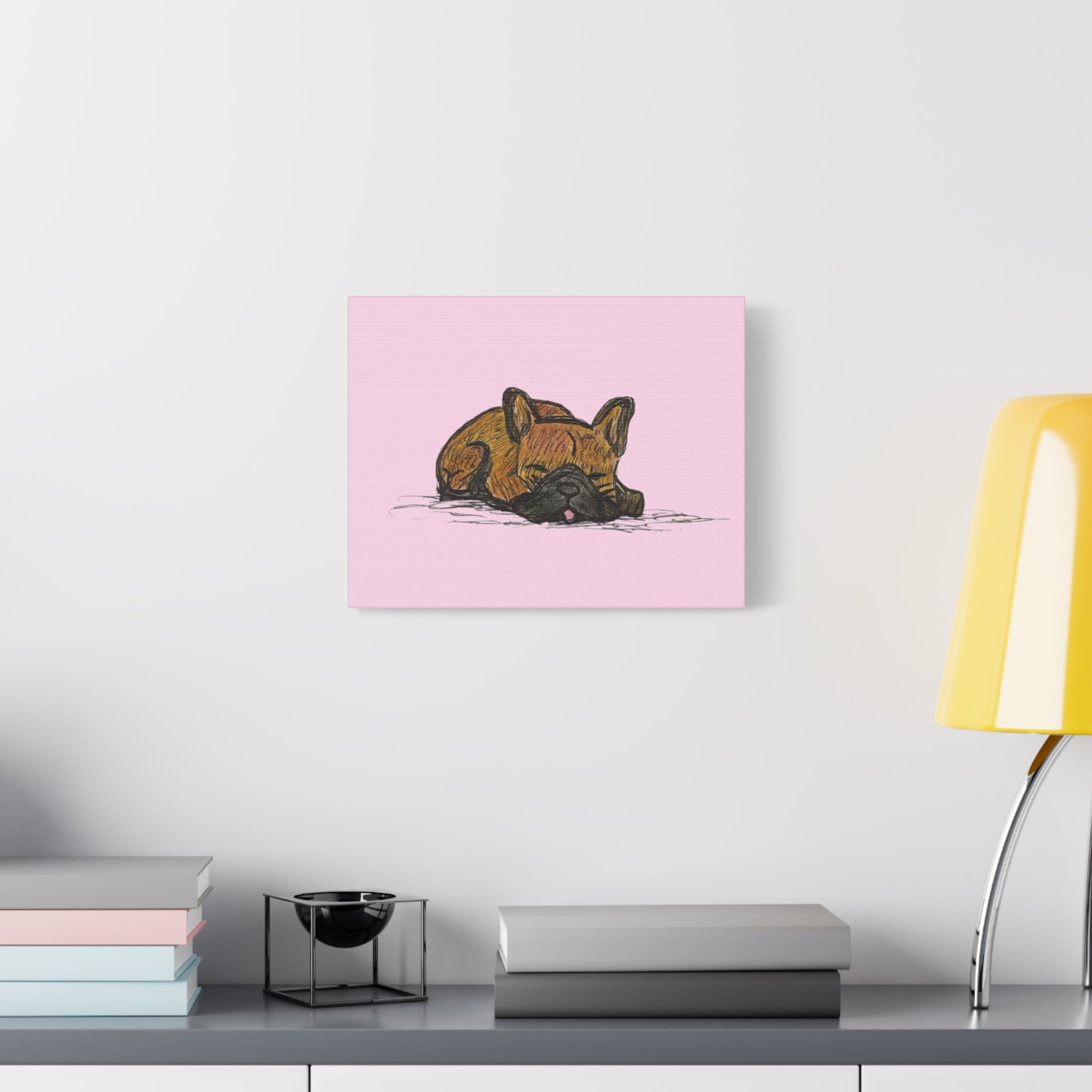 Sleeping Chocolate French Bulldog Pop Wall Art Canvas – Vibrant Cute Dog Wall Decor