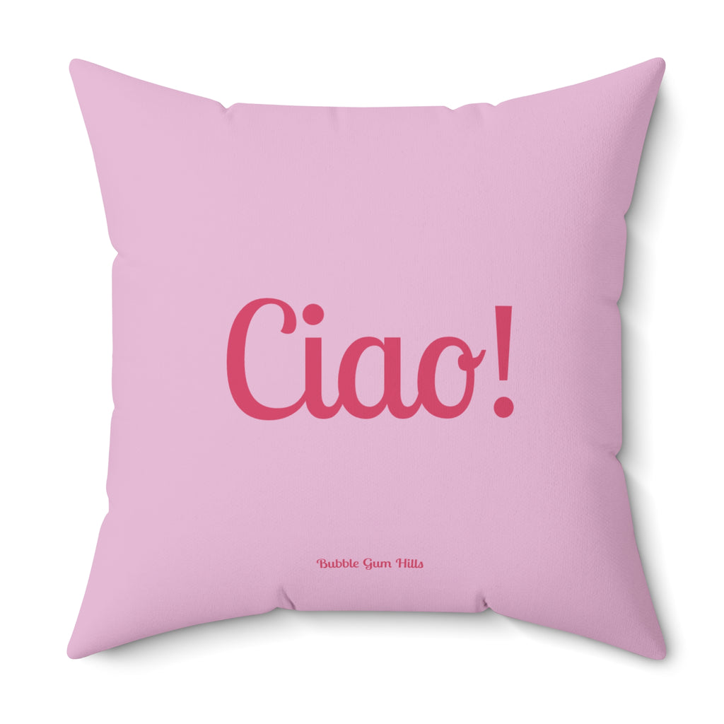 'Ciao!'  Retro Vintage Pink Rotary Telephone Decorative Throw Pillow