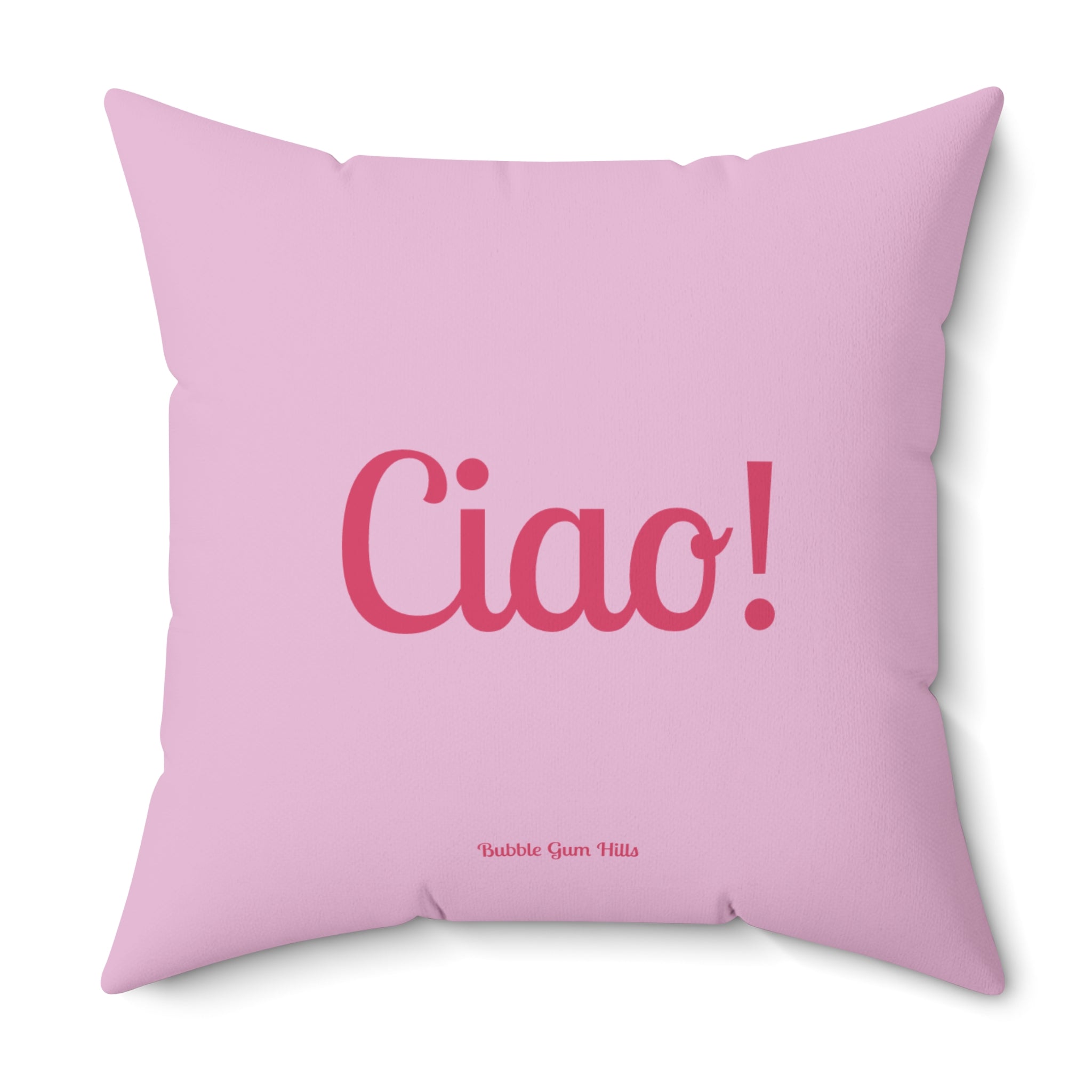 'Ciao!'  Retro Vintage Pink Rotary Telephone Decorative Throw Pillow