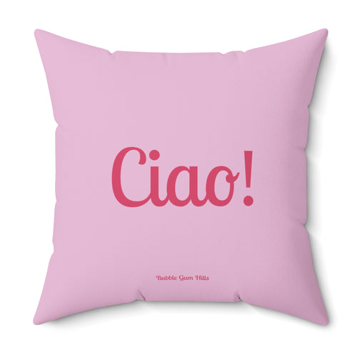 'Ciao!'  Retro Vintage Pink Rotary Telephone Decorative Throw Pillow