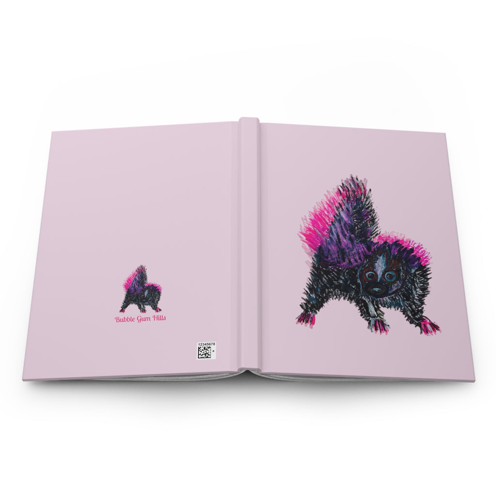 Pink Purple Mama Skunk & Baby Skunks Matte Hardcover Pink Journal — Notebook for Notes & Gifts
