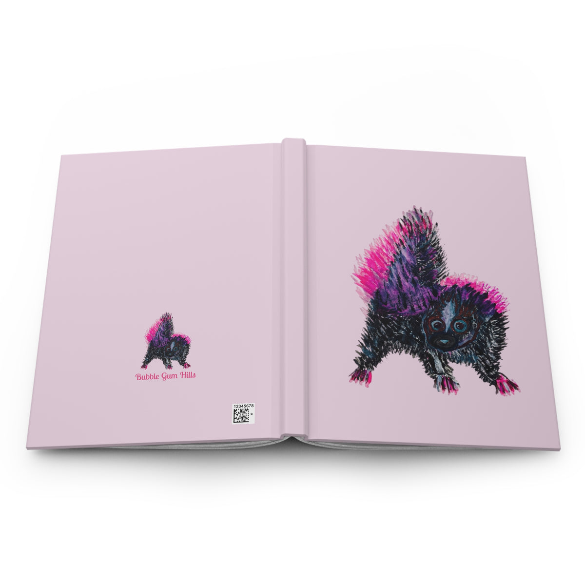 Pink Purple Mama Skunk & Baby Skunks Matte Hardcover Pink Journal — Notebook for Notes & Gifts