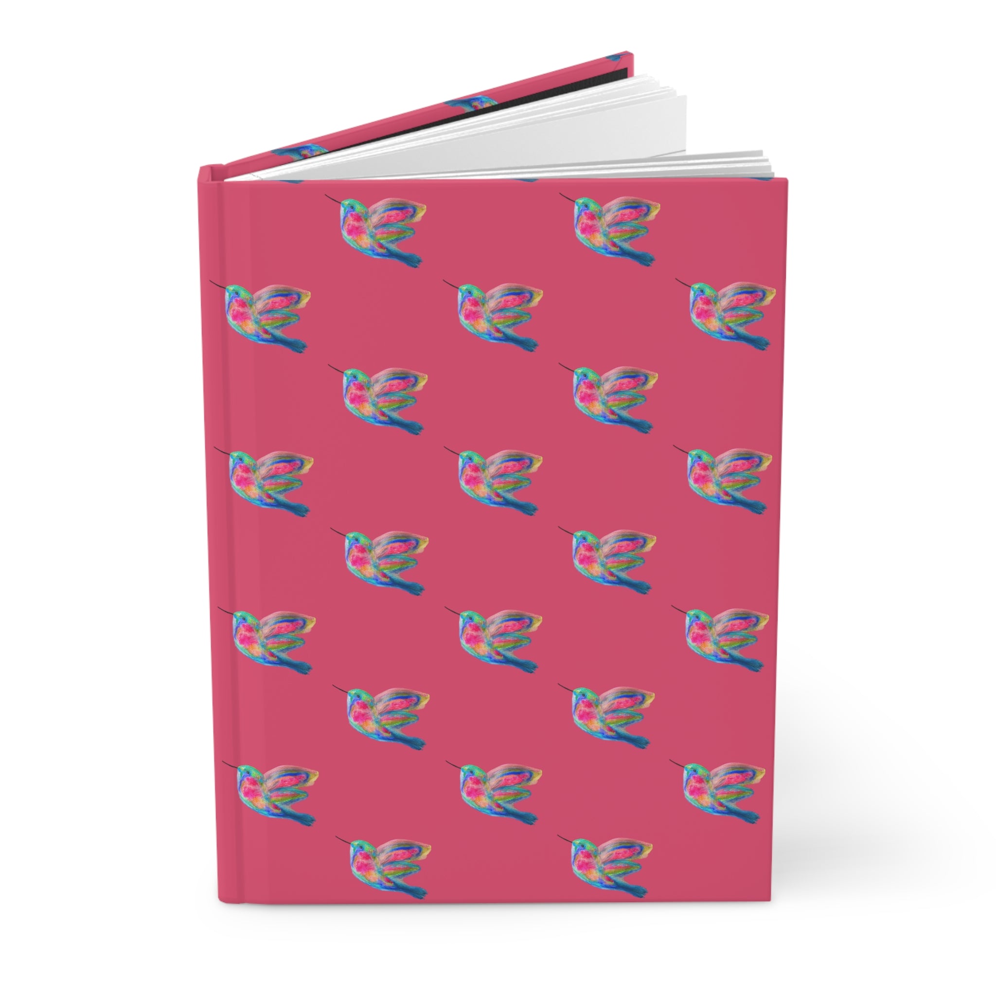 Sweet Hummingbirds Green Matte 150 Page Lined Hardcover Flat Journal Notebook