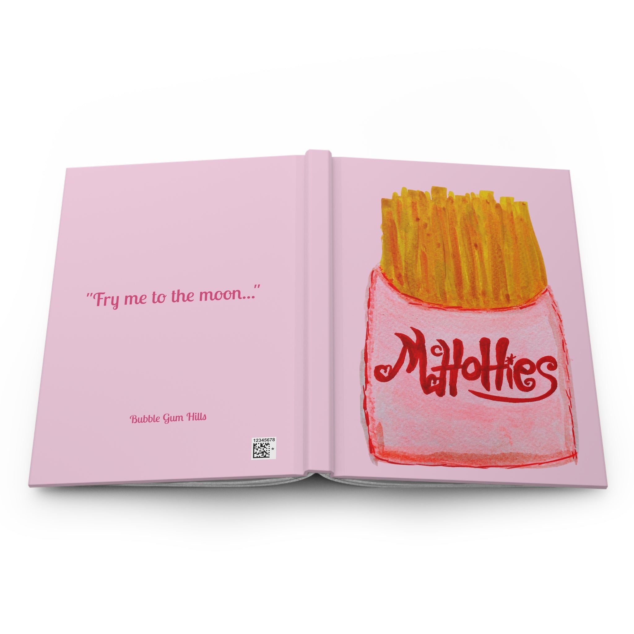 Pink 'Fry Me to the Moon' Hardcover Journal — Cute French Fry Notebook
