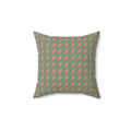 Red, Orange & Pink Birds Pattern with Wild Outdoor Green Background Square Decorative Throw Pillow Perfect for Bird Lovers