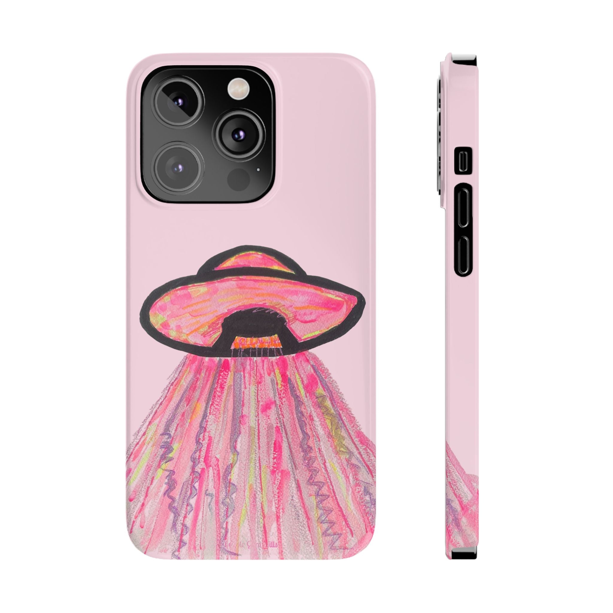 Pink UFO Phone Case — Cute Pastel Alien Abduction Slim Case