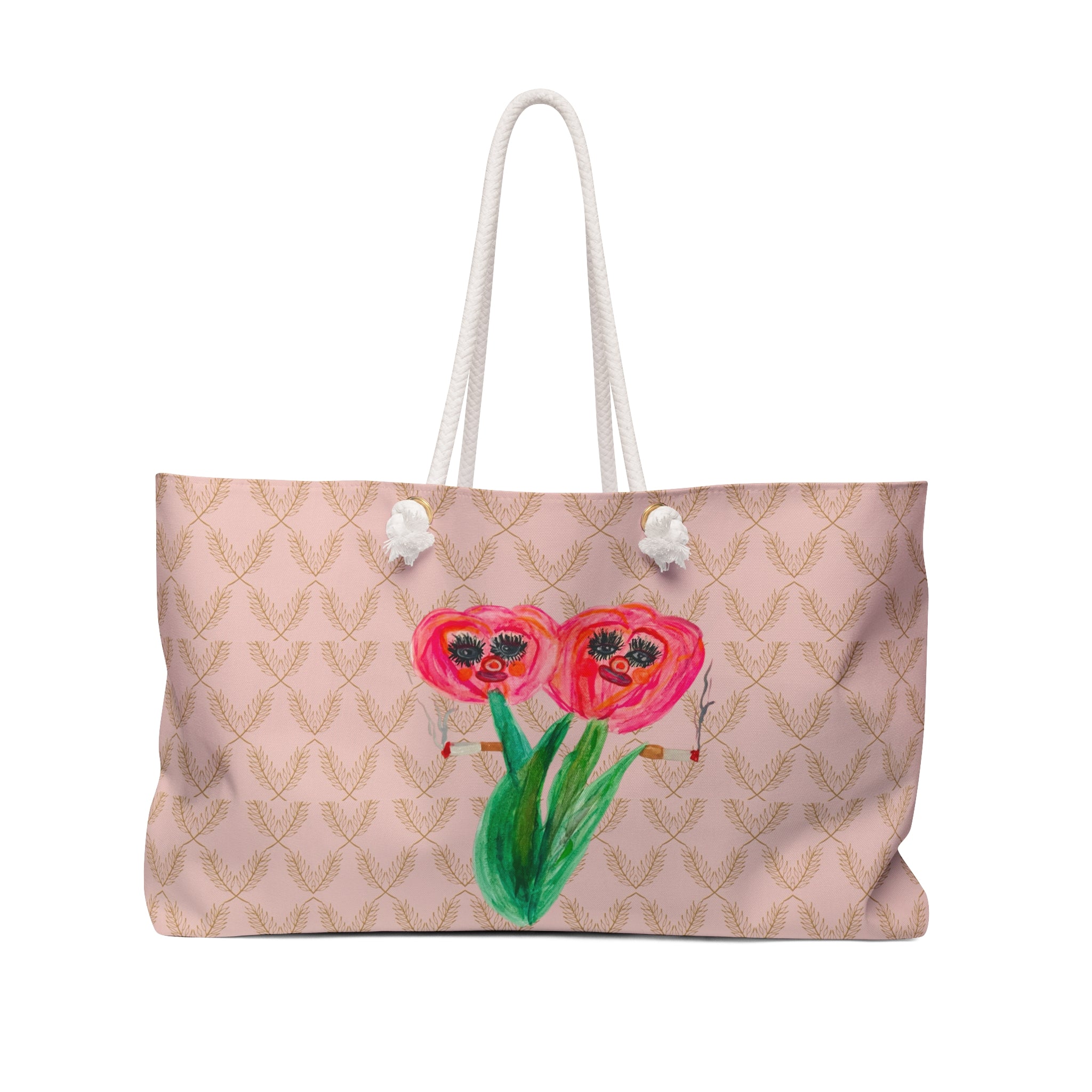 Tulips Hot Mess Fun Floral Large Shoulder Double Strap Tote Bag
