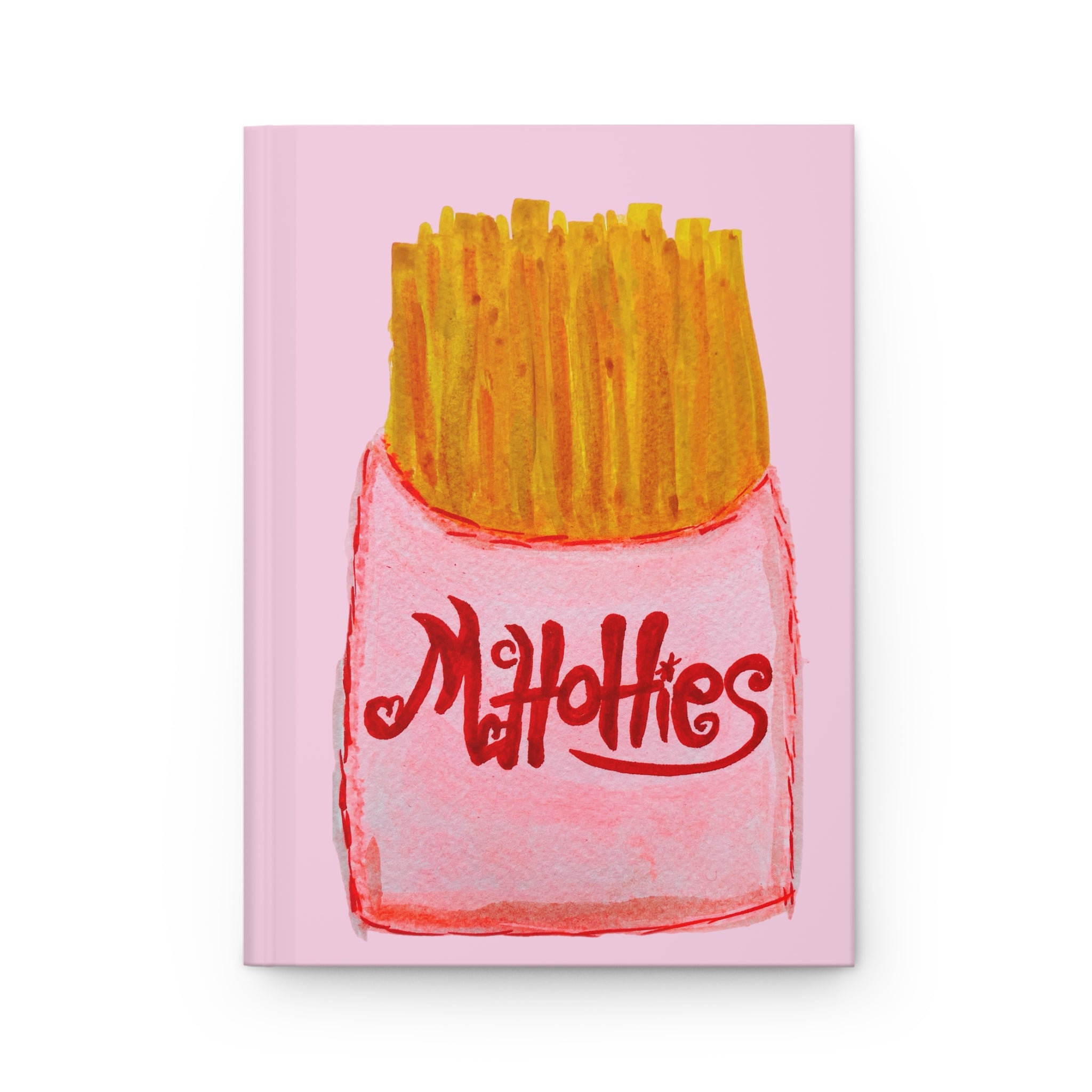 Pink 'Fry Me to the Moon' Hardcover Journal — Cute French Fry Notebook