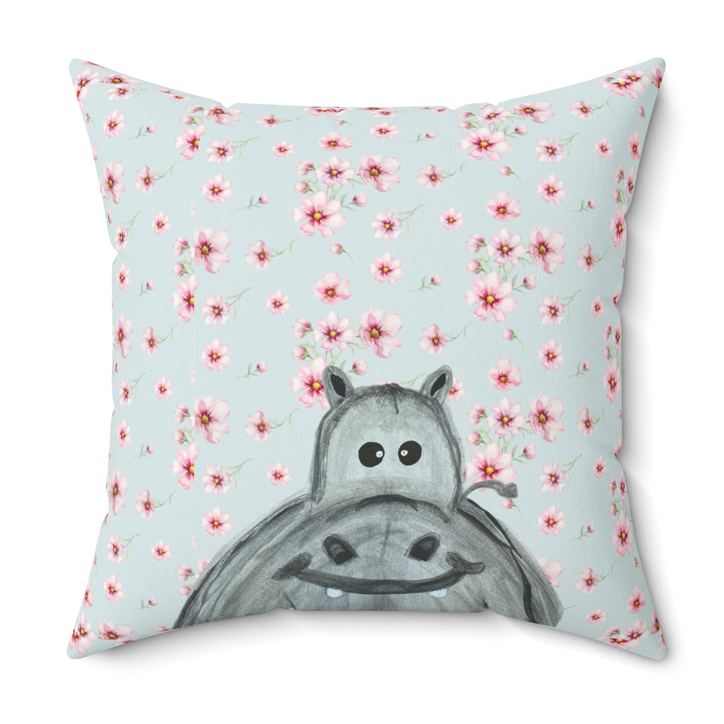 Hippo Floral Decorative Throw Pillow