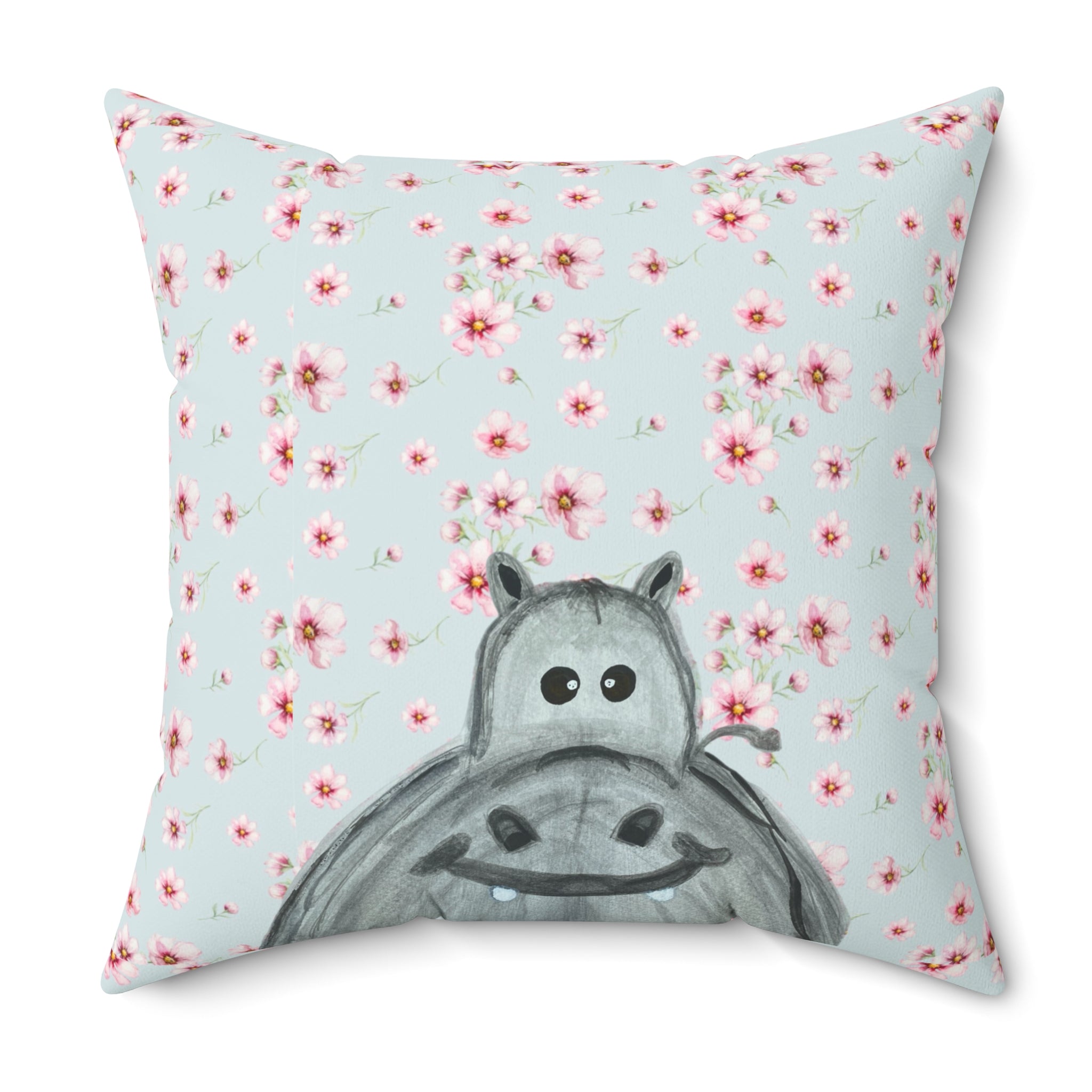 Hippo Floral Decorative Throw Pillow