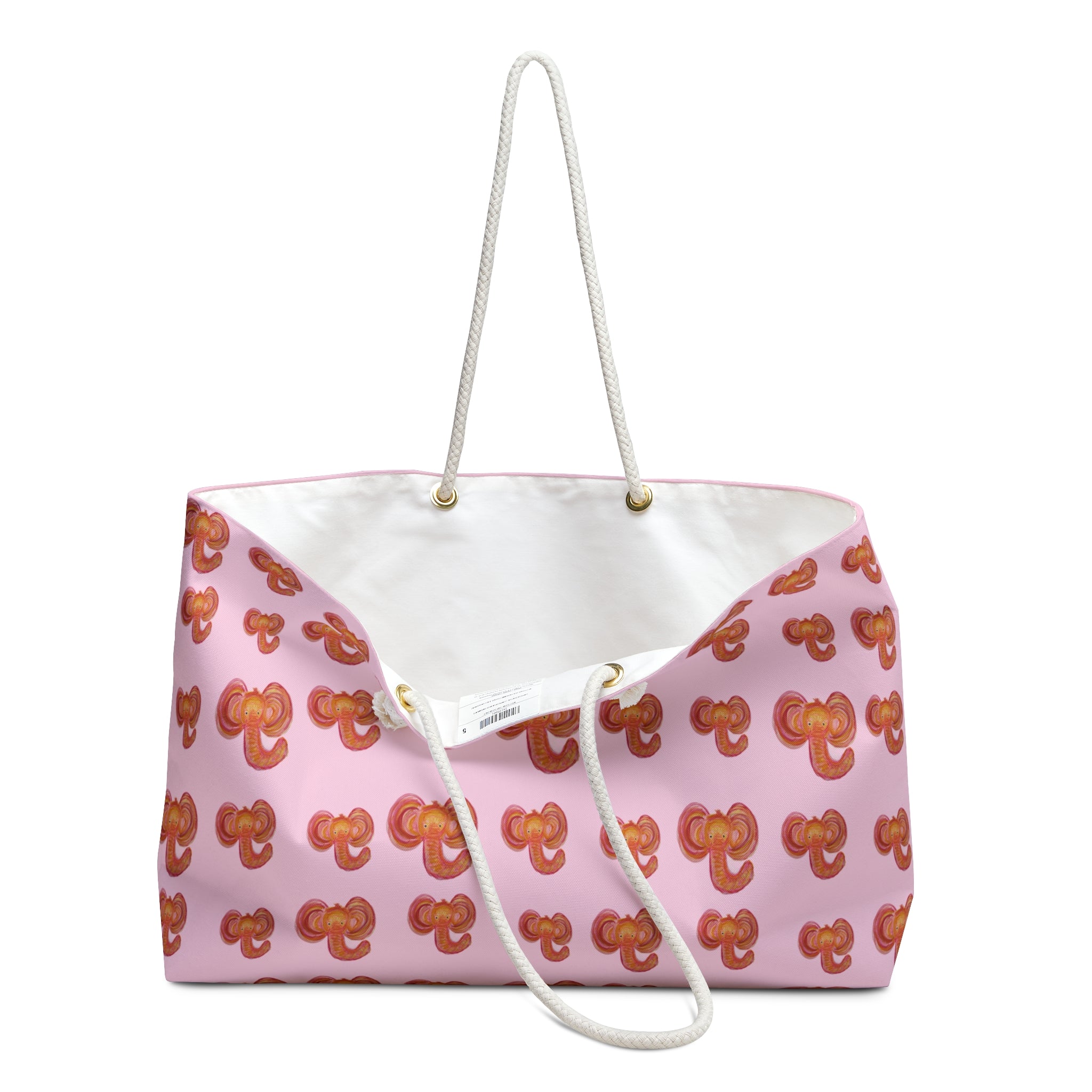 Pink Elephant Mom & Babies Tote Bag- Red Orange Pink Cute Tote - Diaper Bag