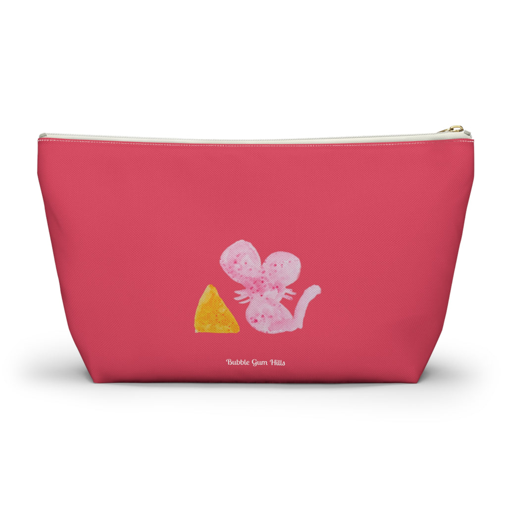 Fun Cat & Mouse Pink Accessories Makeup Zipper Bag Pouch Cute Day & Travel Bag Small & Large