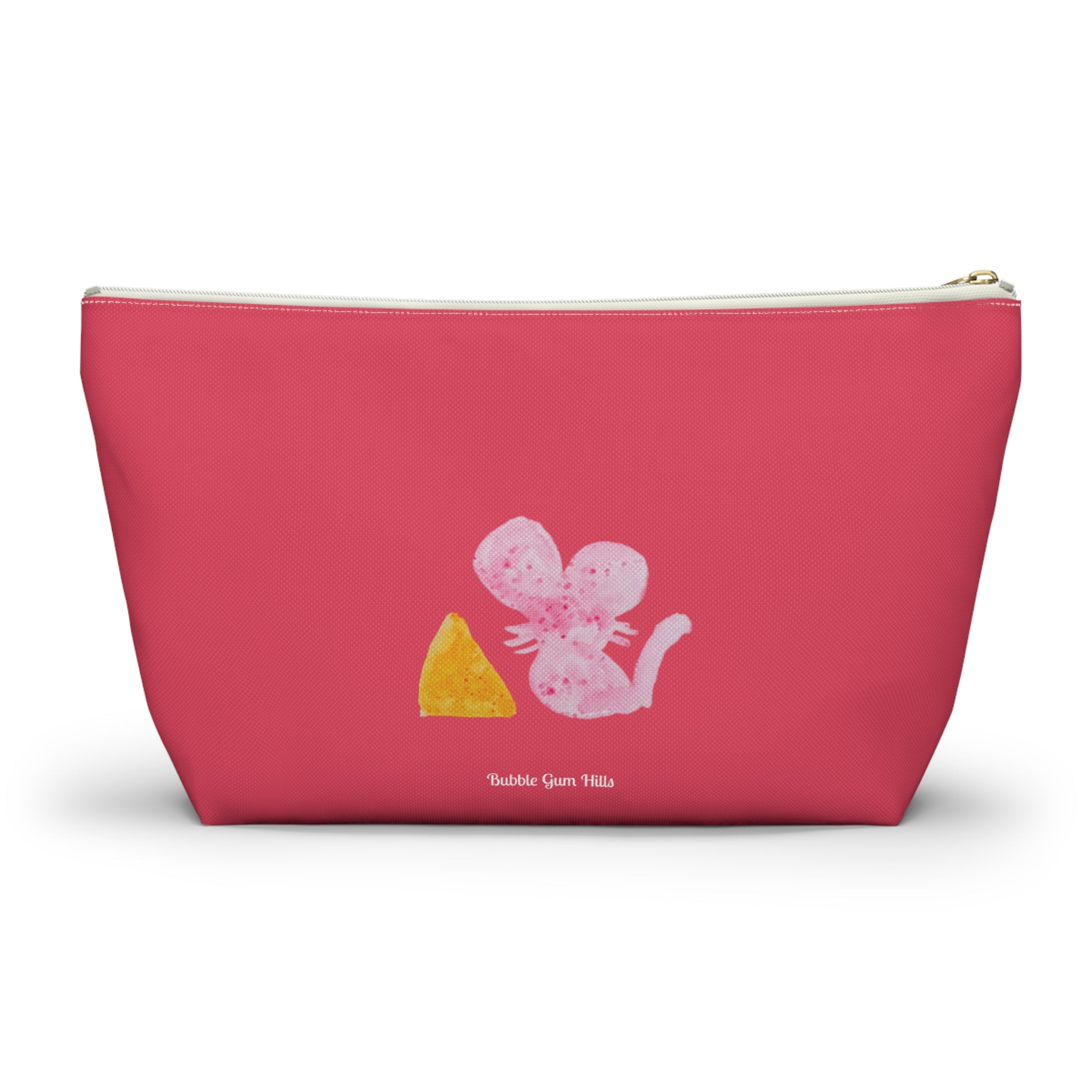 Fun Cat & Mouse Pink Accessories Makeup Zipper Bag Pouch Cute Day & Travel Bag Small & Large