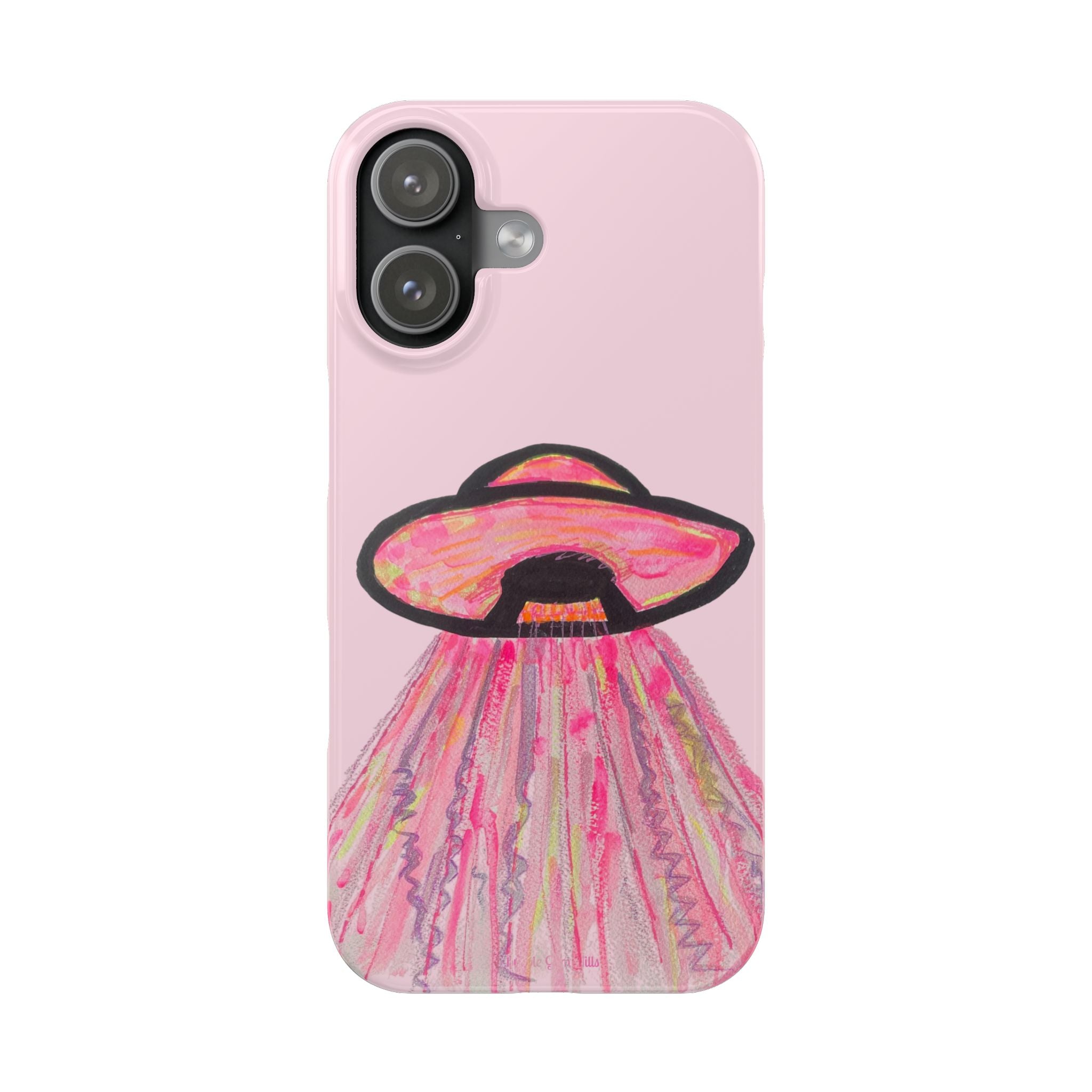 Pink UFO Phone Case — Cute Pastel Alien Abduction Slim Case