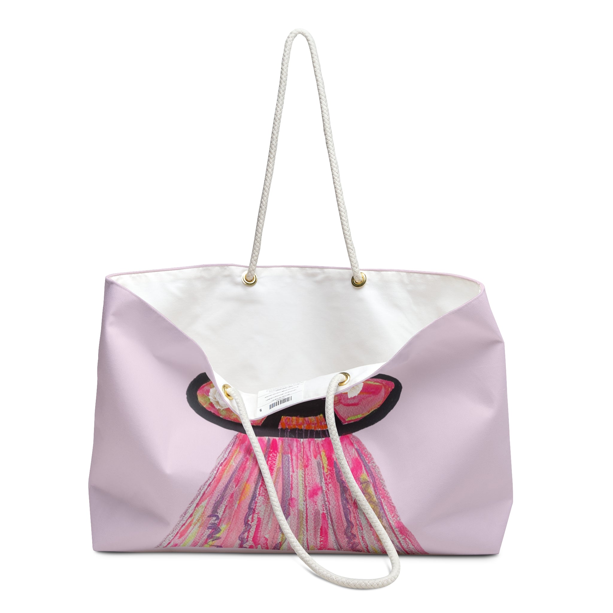 Pink Spaceship UFO "We Come in Pink" Novelty Weekender Tote Bag