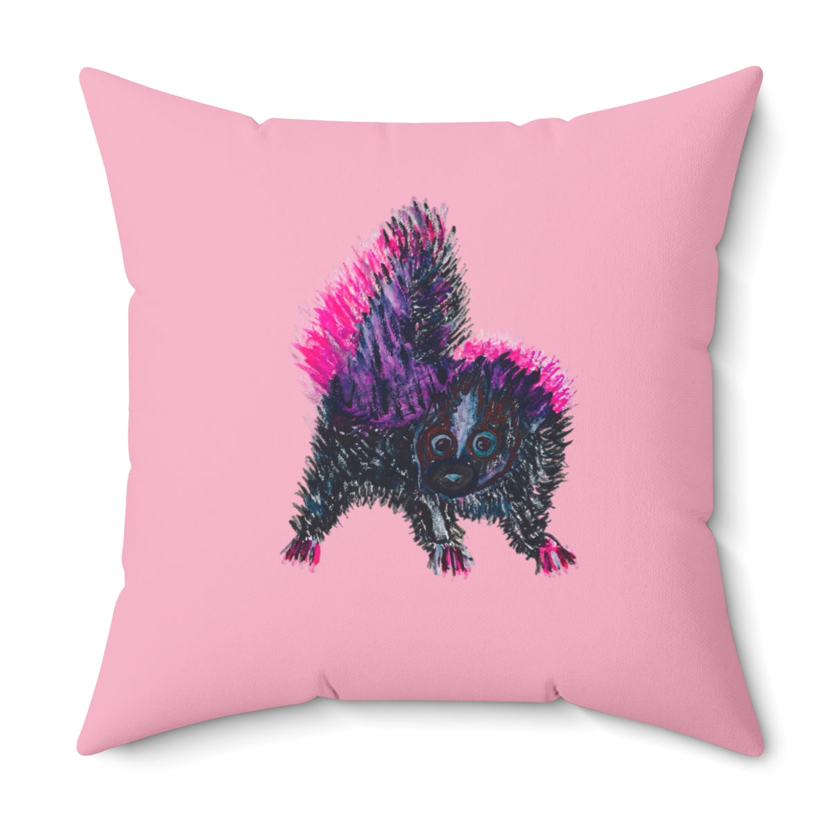 Baby Pink, Purple & Black Skunk Decorative Square Throw Pillow - Animal Wildlife Lovers