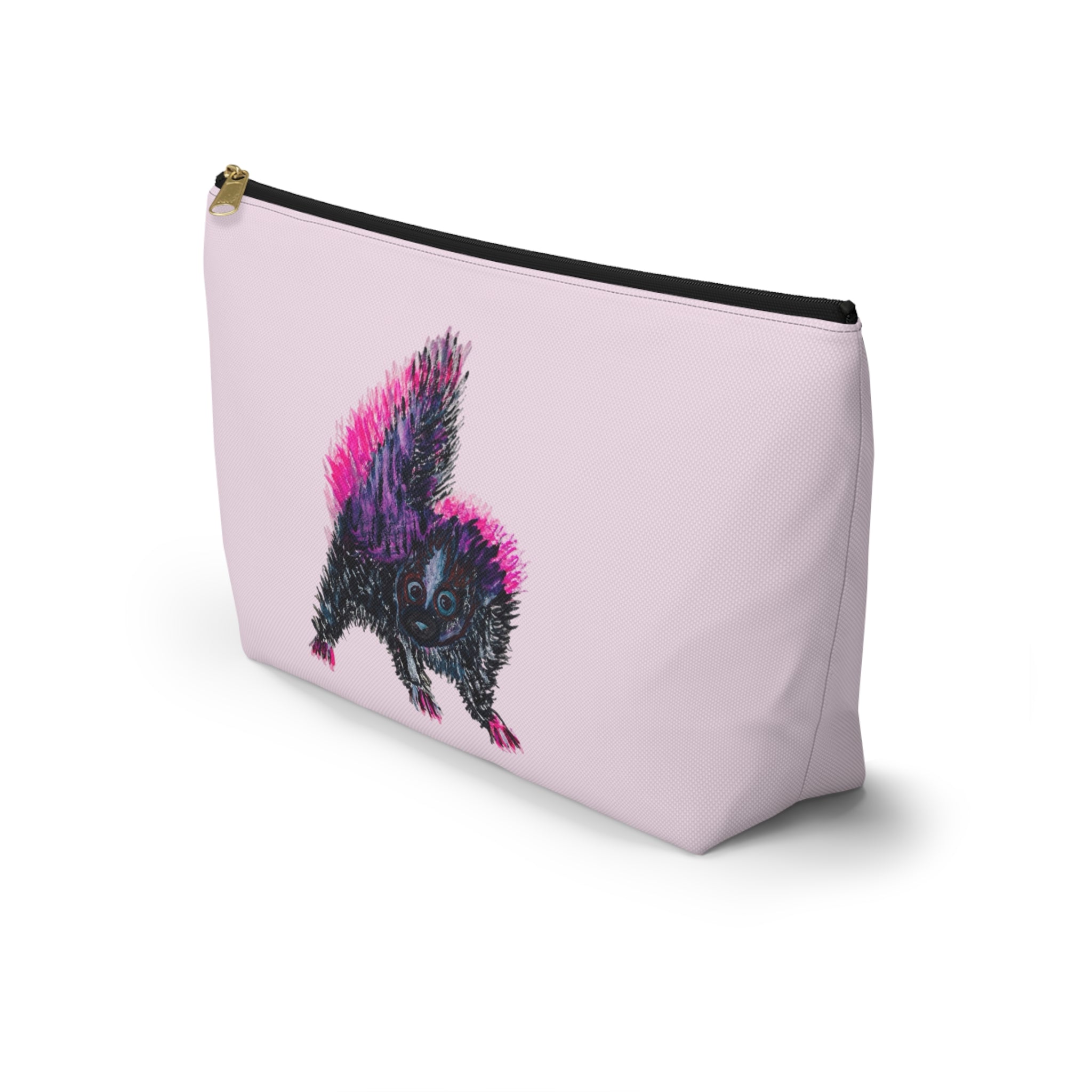 Pink & Black Skunks Accessories Makeup Day or Travel Pouch Zipper Bag Small & Large