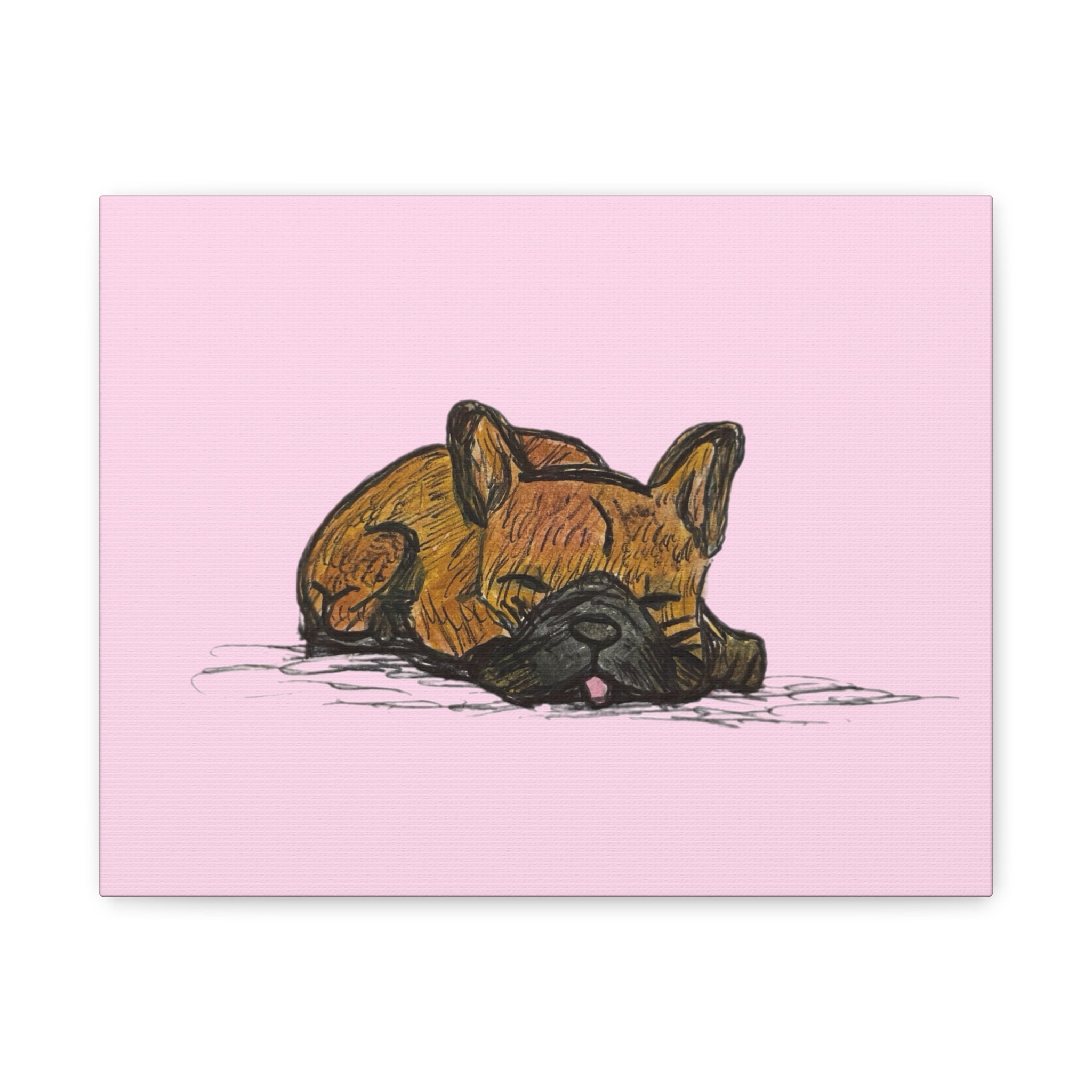 Sleeping Chocolate French Bulldog Pop Wall Art Canvas – Vibrant Cute Dog Wall Decor