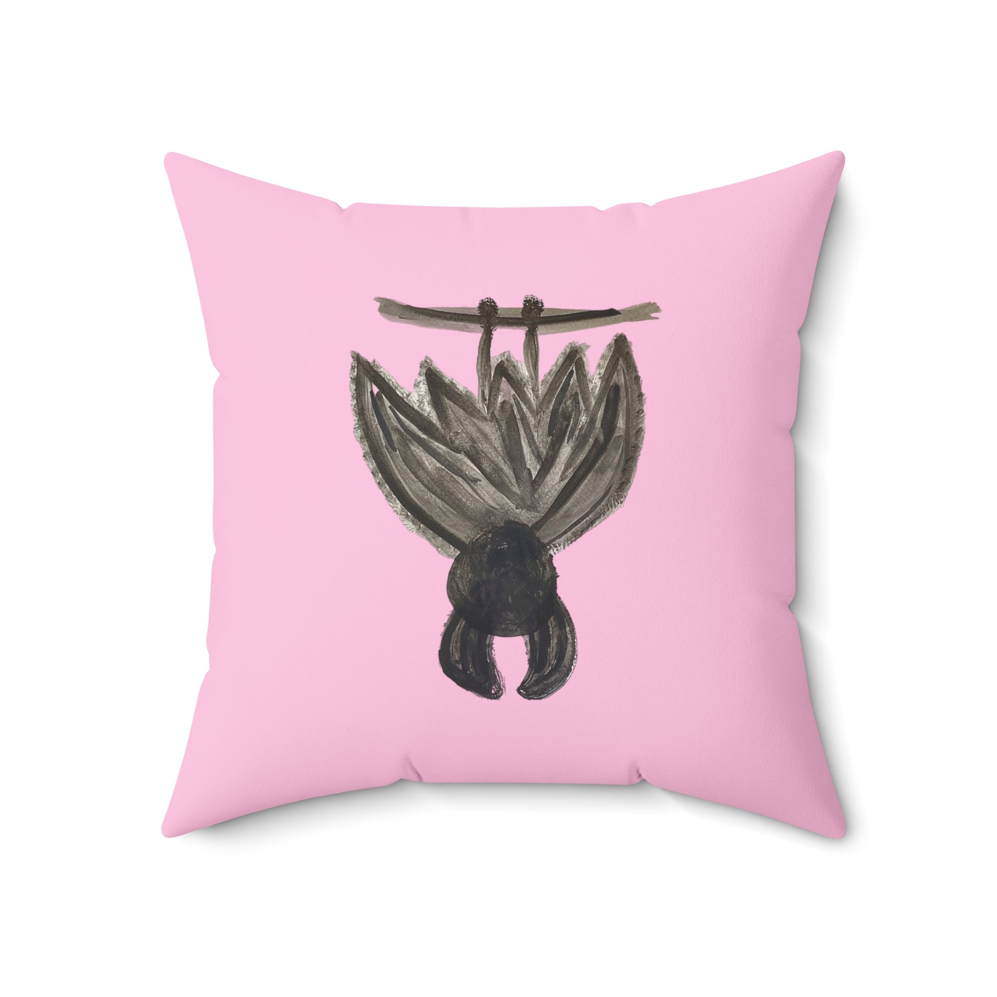 Bats Decorative Pink Halloween Pillow — "Wake Me Up When The Candy Arrives"