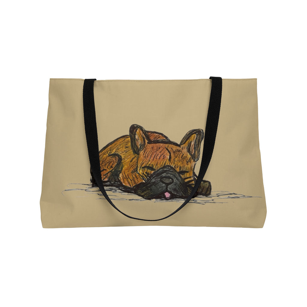 Sleeping Chocolate French Bulldog  Brown Fawn Dog Park Tote Bag – Vibrant Cute Pet Travel Bag
