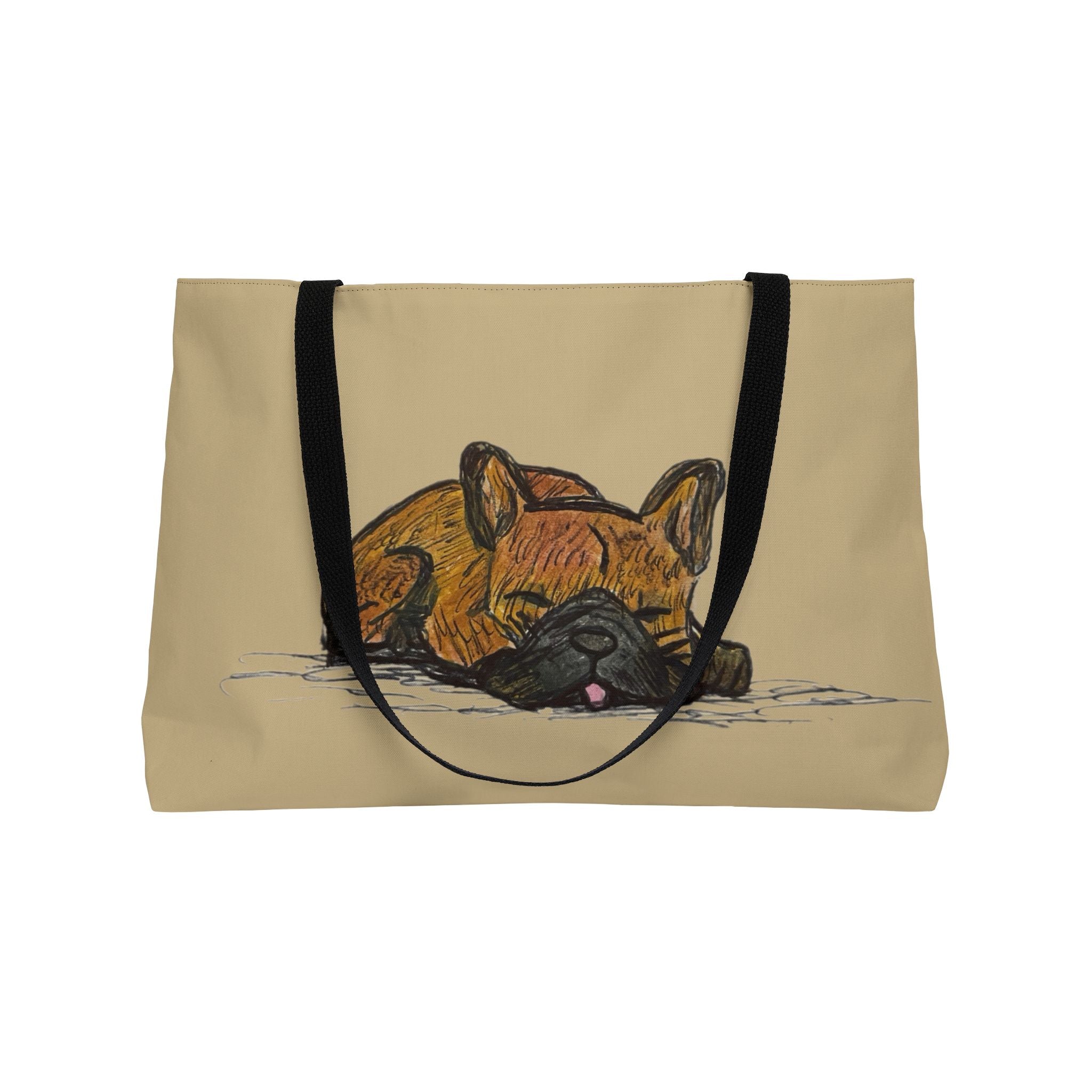 Sleeping Chocolate French Bulldog  Brown Fawn Dog Park Tote Bag – Vibrant Cute Pet Travel Bag