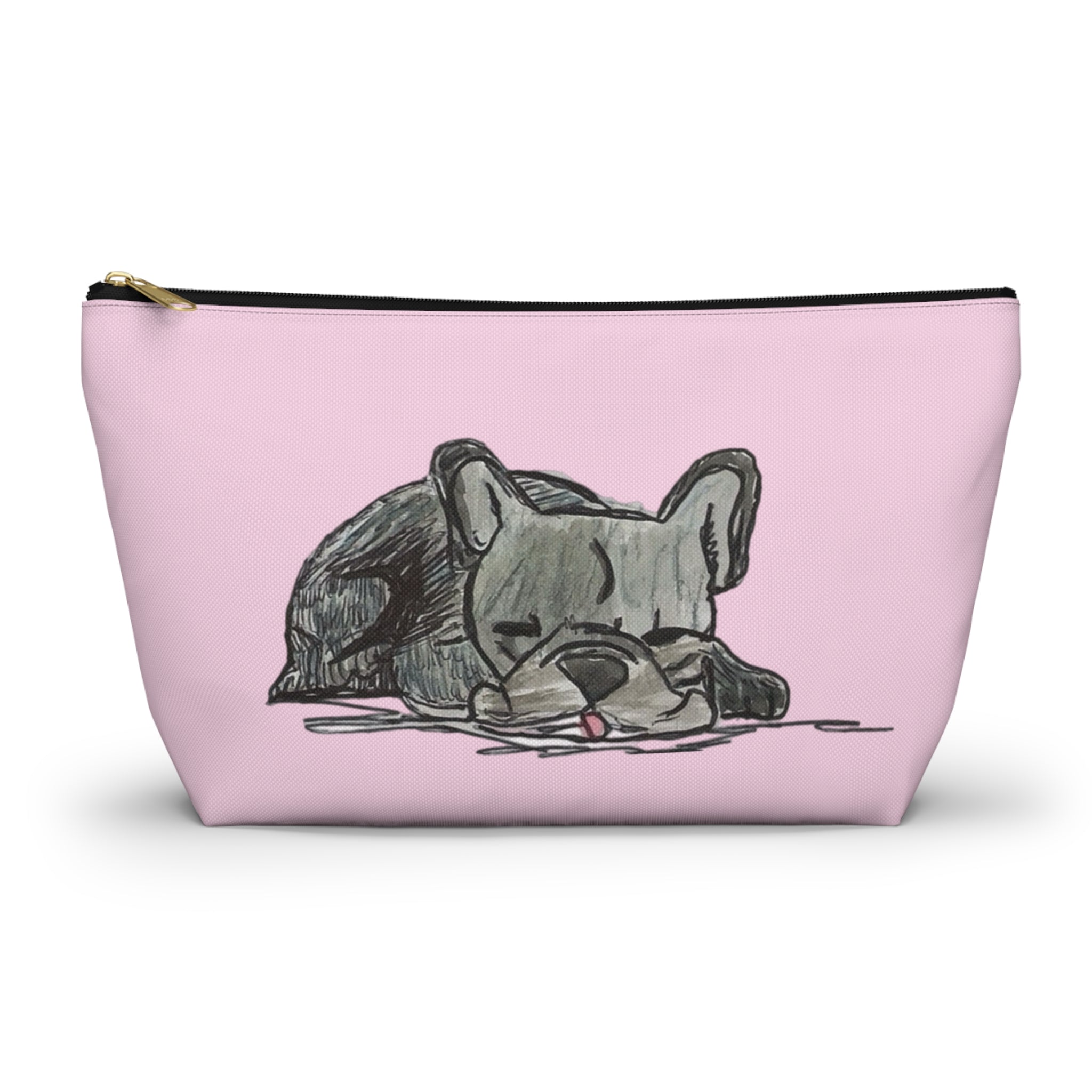 Cute Blue Gray French Bulldog Makeup Accessory Pouch Zipper Bag Day or Travel Small & Large