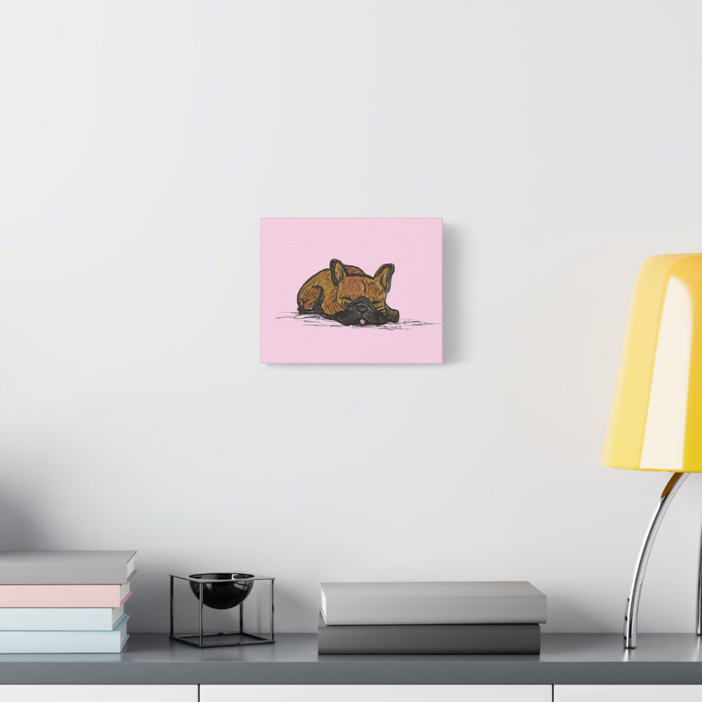 Sleeping Chocolate French Bulldog Pop Wall Art Canvas – Vibrant Cute Dog Wall Decor