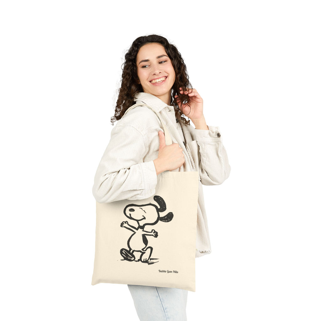 Cute Doggy Style Illustration Canvas Tote | Double -Sided- Happy Dance- Begging Face
