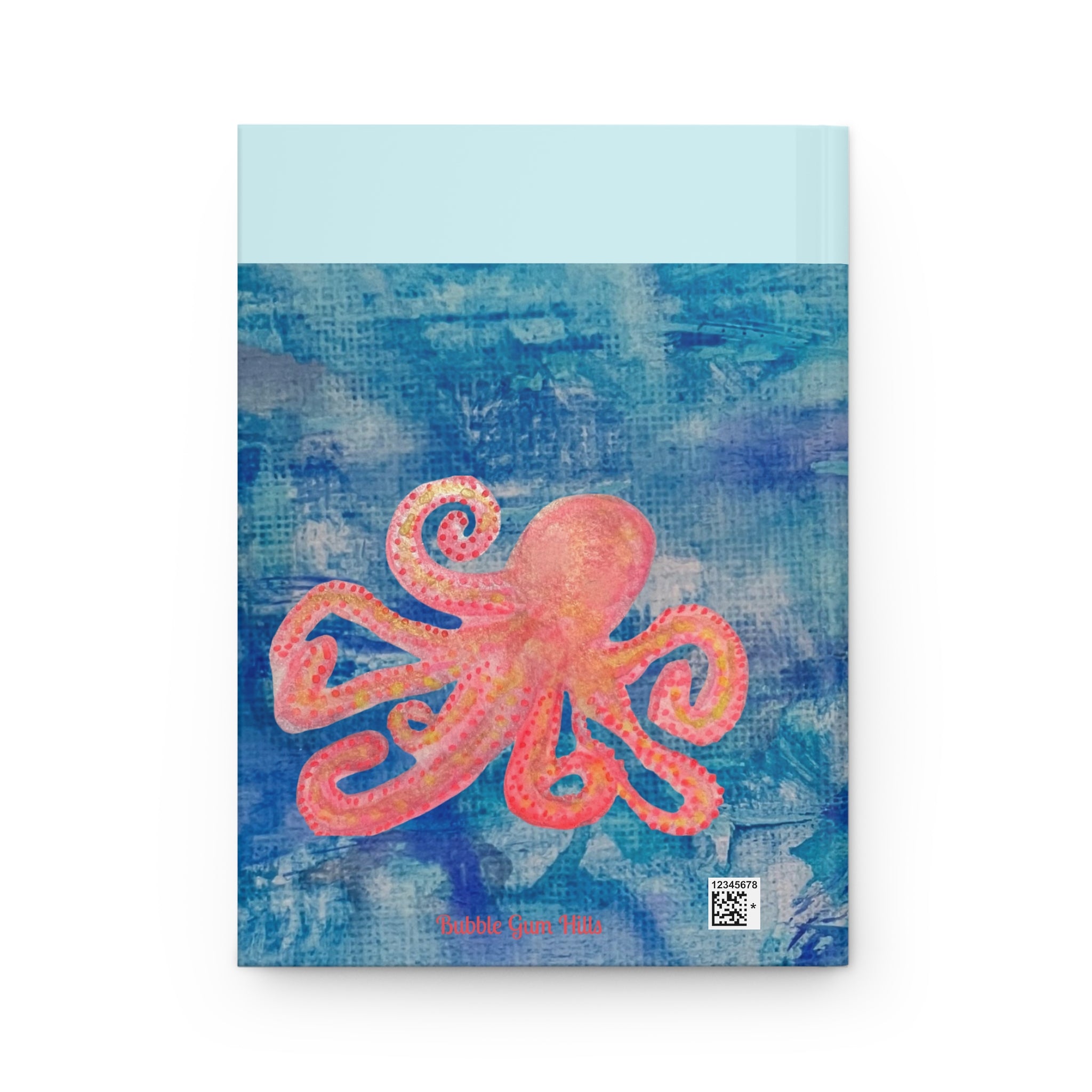 Octopus Softcover Journal — Pink Octopus on Blue Ocean Art Notebook - Lined 150 Pages