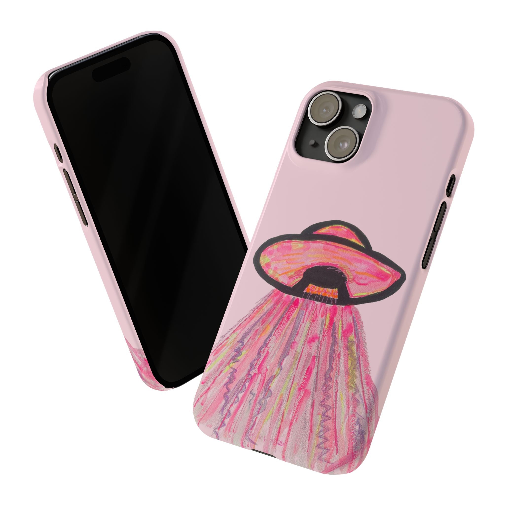 Pink UFO Phone Case — Cute Pastel Alien Abduction Slim Case