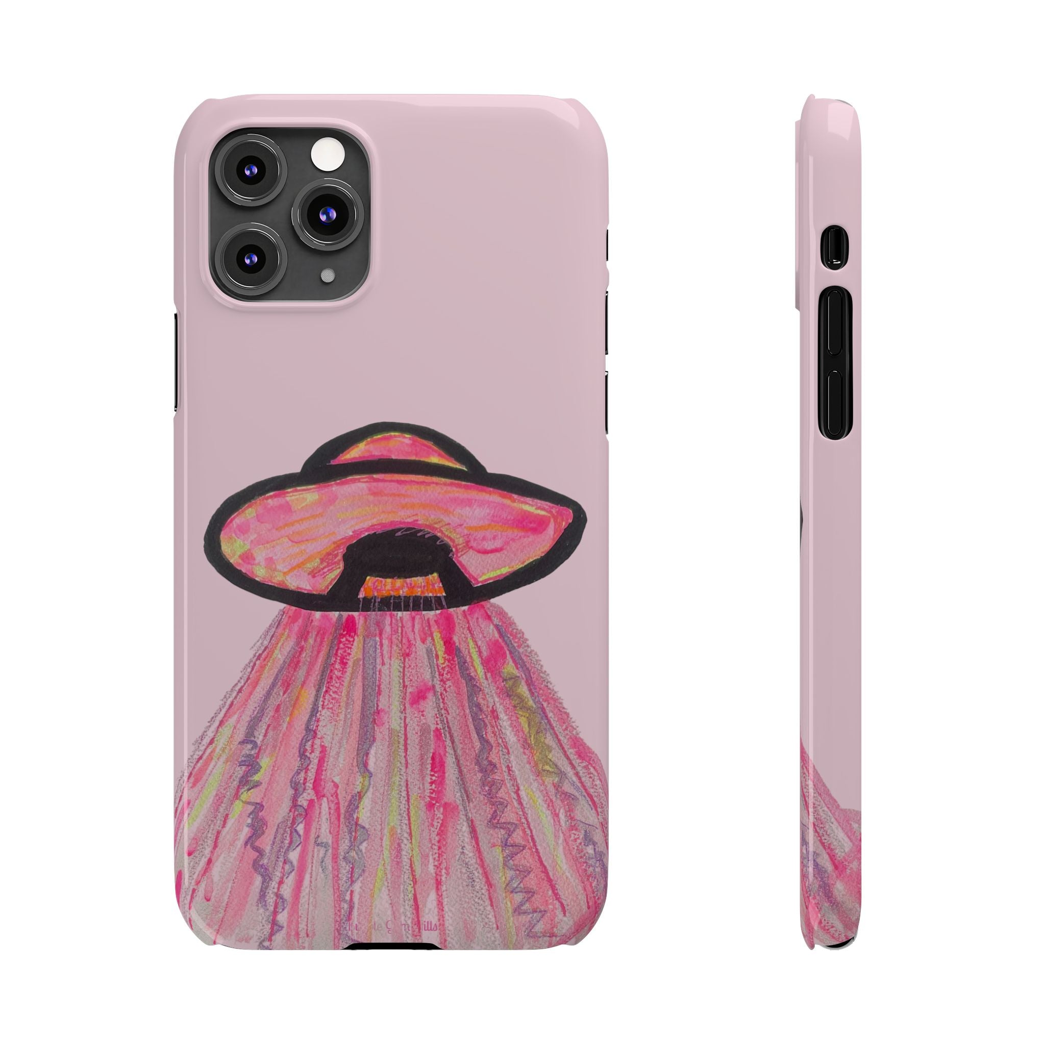 Pink UFO Phone Case — Cute Pastel Alien Abduction Slim Case