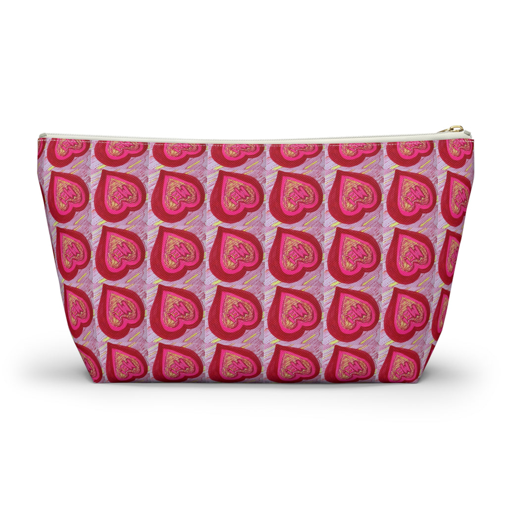 Cute Ted Pink Heart Pattern Makeup Accessories Pouch – Day Bag or Travel Small & Large