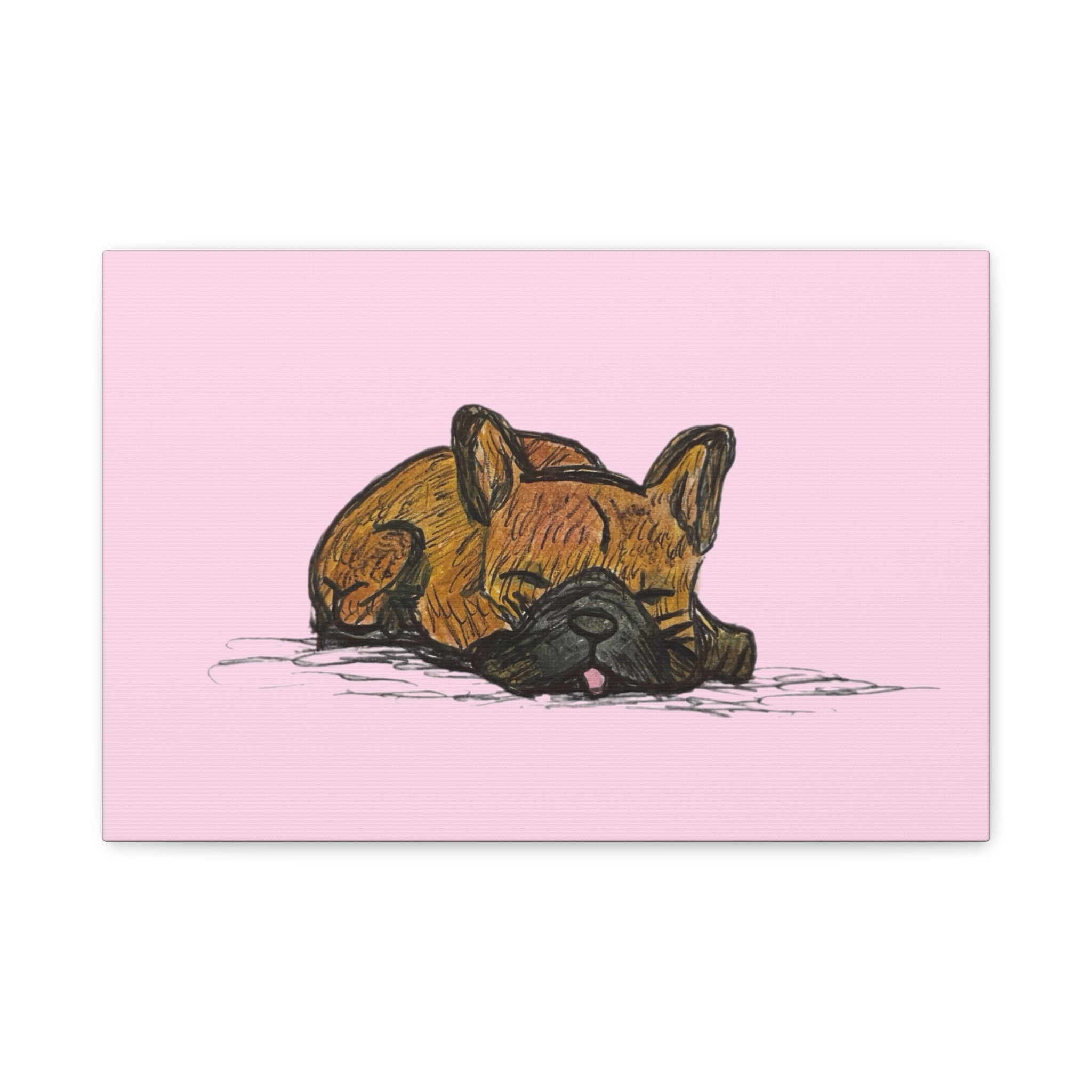 Sleeping Chocolate French Bulldog Pop Wall Art Canvas – Vibrant Cute Dog Wall Decor