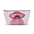 Fun Pink Spaceship UFO Aliens "We Come in Pink" Makeup Pouch Accessories Day or Travel Bag Small & Large