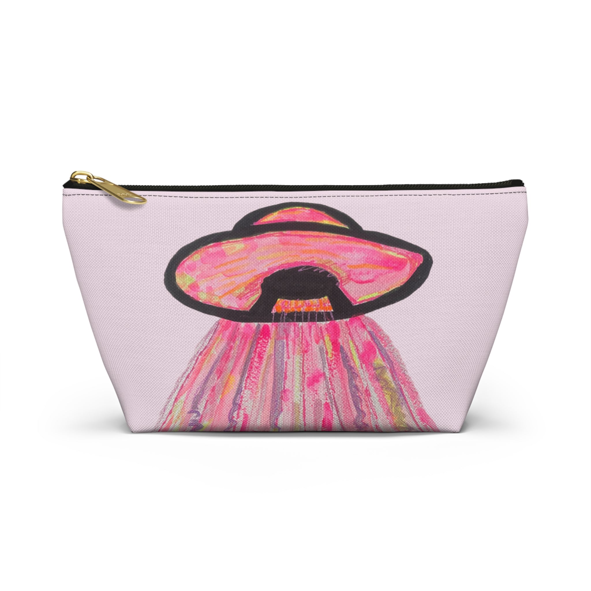 Fun Pink Spaceship UFO Aliens "We Come in Pink" Makeup Pouch Accessories Day or Travel Bag Small & Large