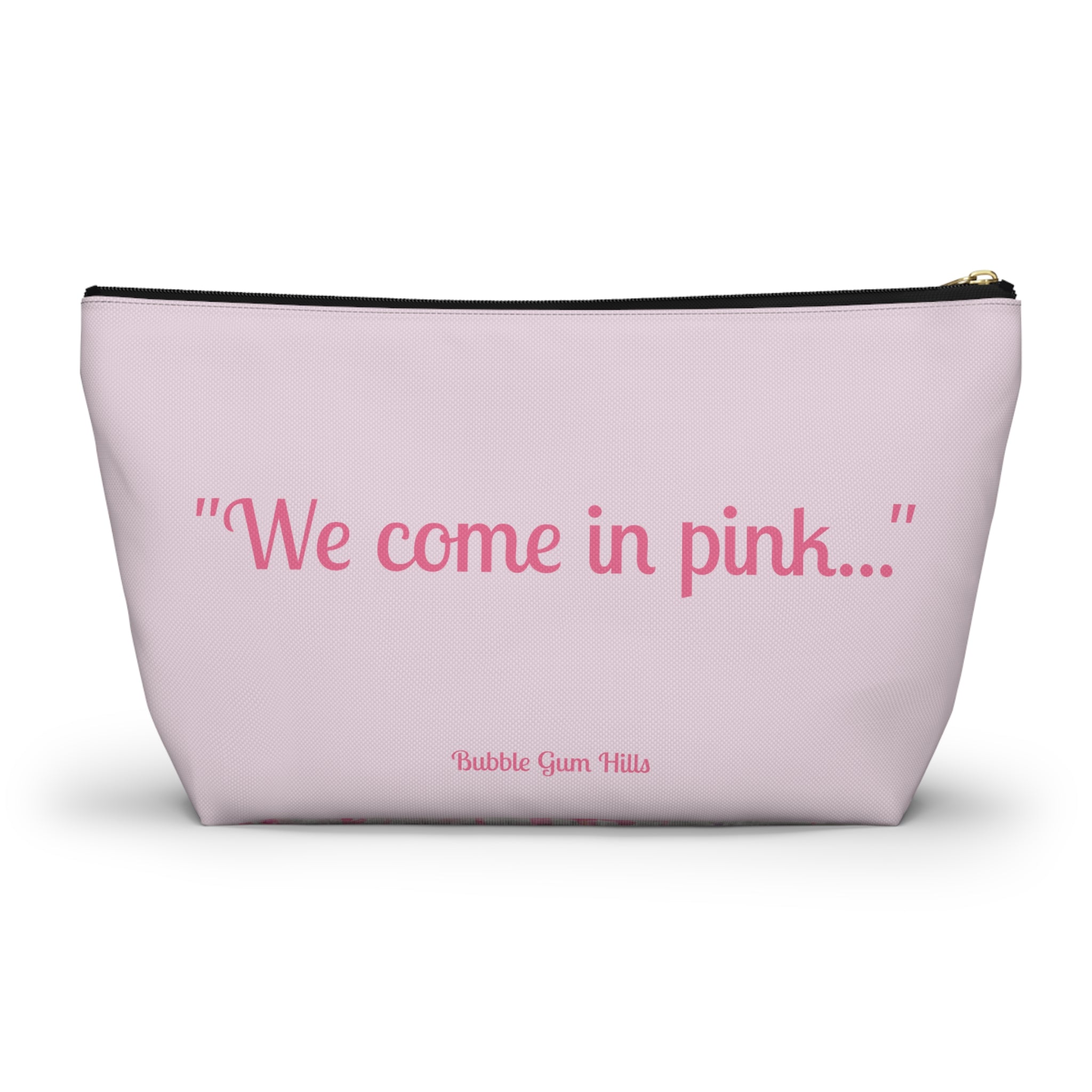 Fun Pink Spaceship UFO Aliens "We Come in Pink" Makeup Pouch Accessories Day or Travel Bag Small & Large