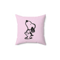 Happy Puppy & Begging Puppy Side  Pink Pup Illustration Decorative Pillow