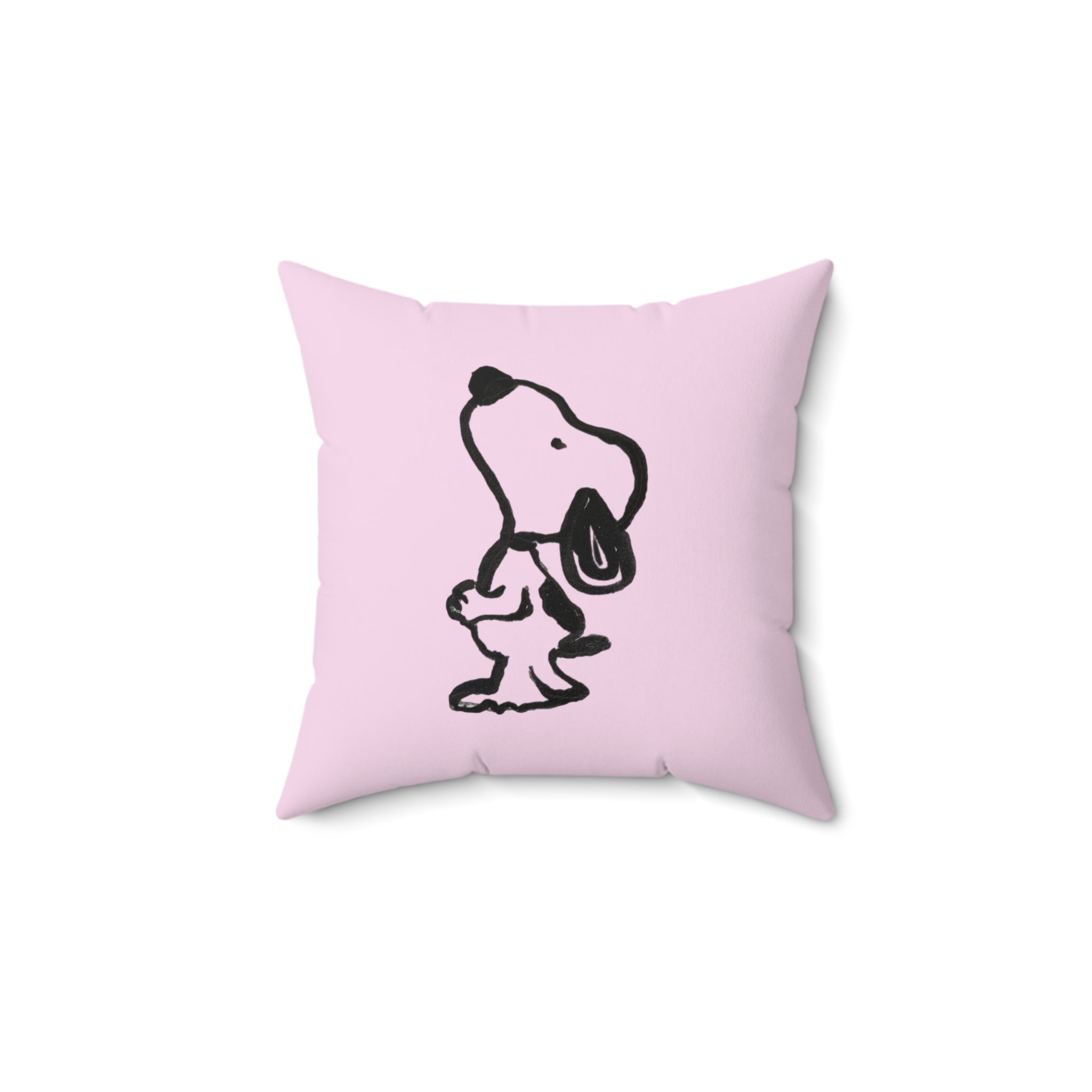 Happy Puppy & Begging Puppy Side  Pink Pup Illustration Decorative Pillow