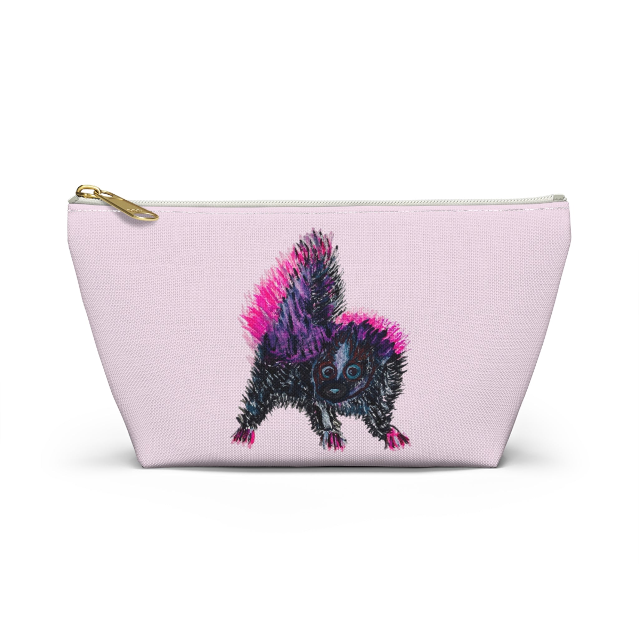 Pink & Black Skunks Accessories Makeup Day or Travel Pouch Zipper Bag Small & Large