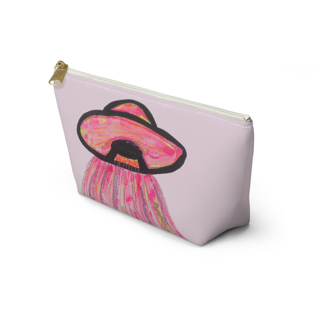 Fun Pink Spaceship UFO Aliens "We Come in Pink" Makeup Pouch Accessories Day or Travel Bag Small & Large